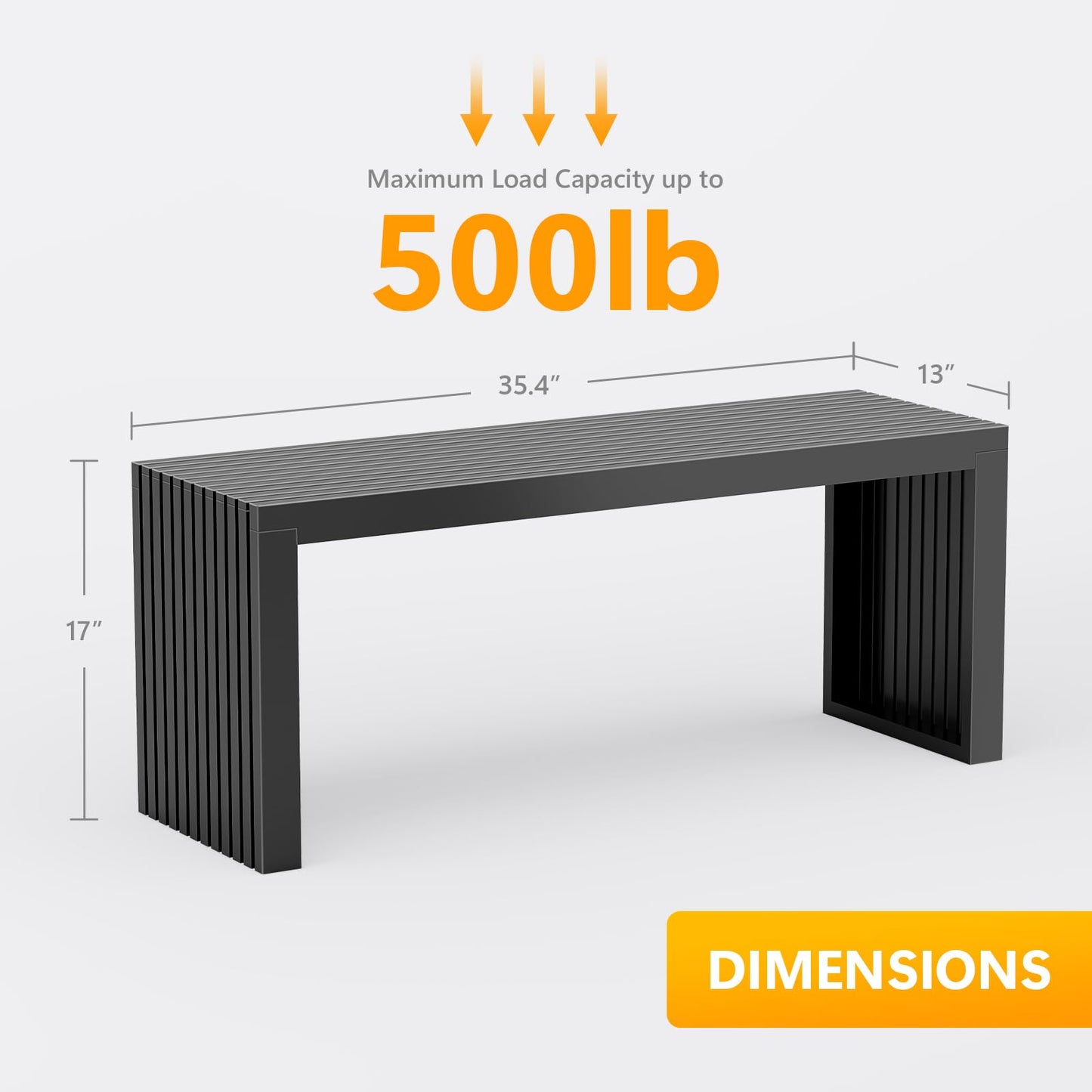 Toolola Bamboo Dining Bench, 35-inch Sleek Design Entryway Shoe Rack Bench, Indoor Kitchen Table Bench, Waterproof Outdoor Bench, Black