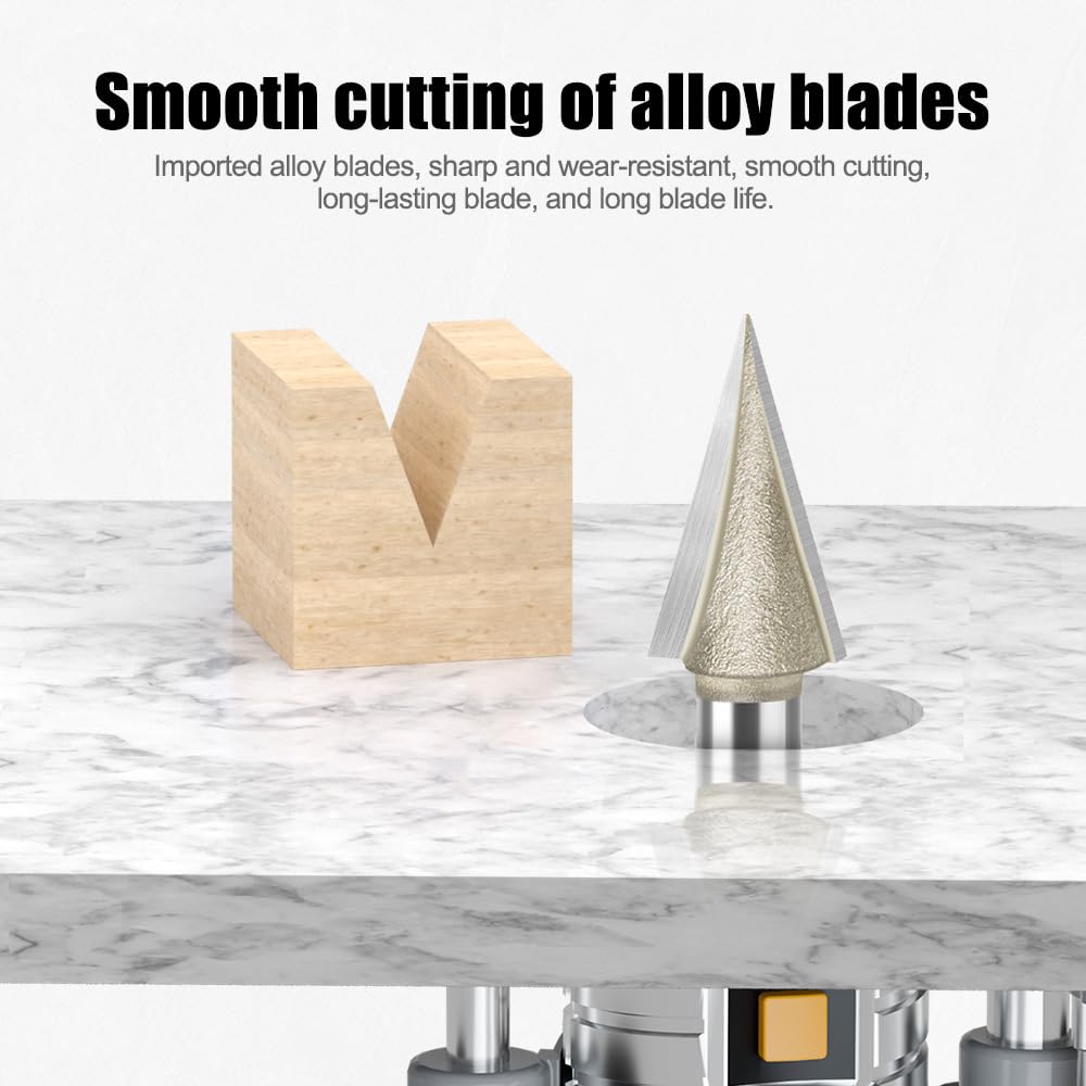 WSOOX 30°V Shape Bit with 1/4" Shank CNC Carbide V Groove Bit Engraving Router Bit for Lettering, Engraving