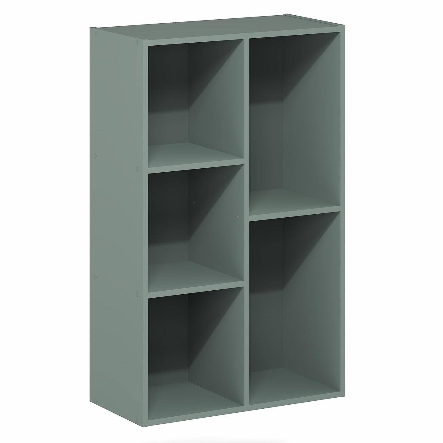 Furinno LUDER Book Shelf, 5-Cube Bookshelf, Reversible Bookcase, 9.4 x 19.5 x 31.5, Easy Assembly, for Living Room, Bedroom, Home Office, Sage Green