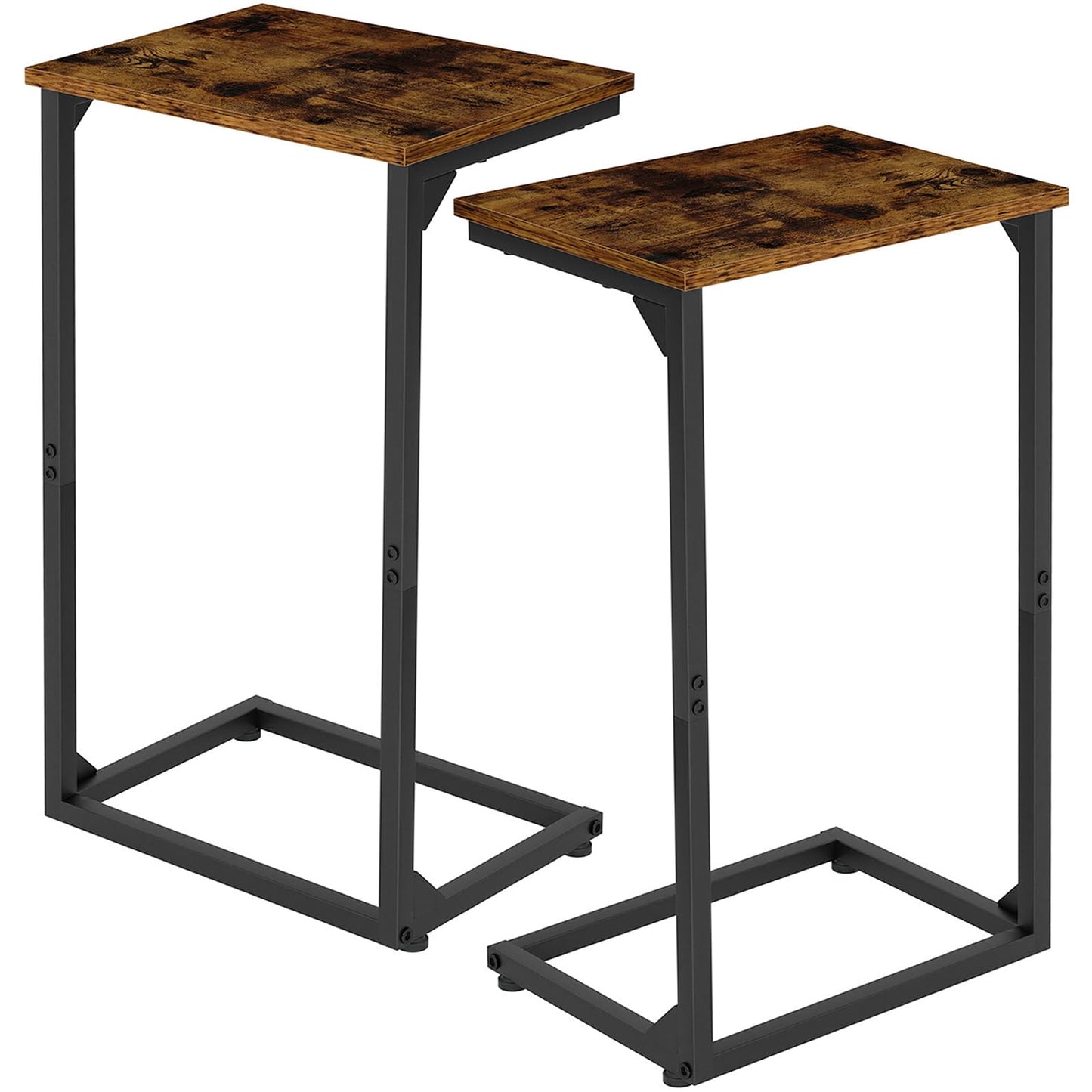 AMHANCIBLE C Shaped End Tables Set of 2, Couch Side Tables that Slide Under Sofa, Slim TV Trays for Living Room and Bedroom, Narrow Space Saving Laptop Workstation, Rustic Brown, HET02BBR