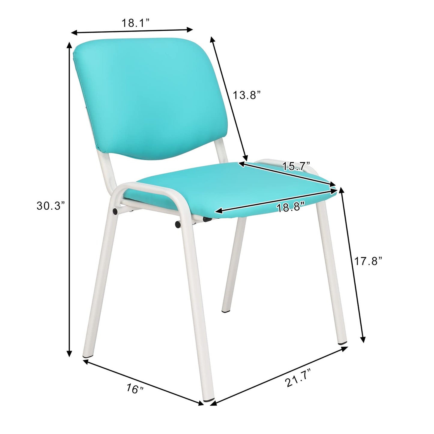 VINGLI Blue Waiting Room Chairs, 5-Pack PU Church Chairs Conference Stackable Office Guest & Reception Stacking for Meeting, Lobby, Simple&Space-Saving Pu-blue