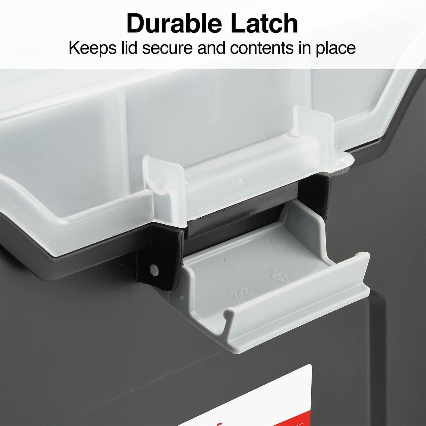 STAPLES File Folder Tote, Portable Filing Box for Letter SIze Hanging Folders, Security Latch & Built-In Lid Organizer, Black/Clear