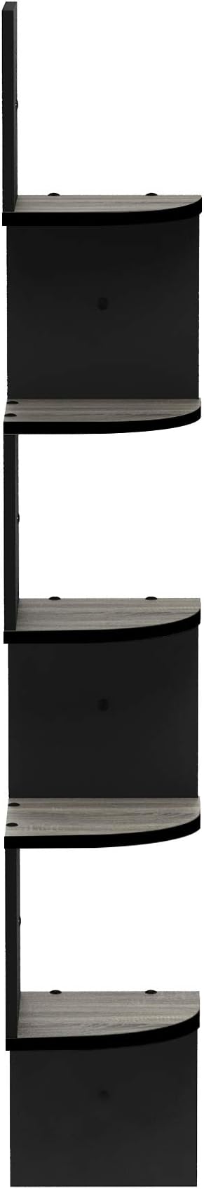 Furinno Rossi Wall Mount Floating Corner Shelf, 5-Tier Radial, French Oak
