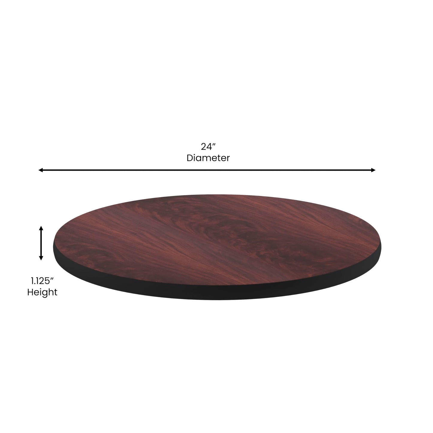 Flash Furniture Glenbrook 24" Round Table Top with Black or Mahogany Reversible Laminate Top