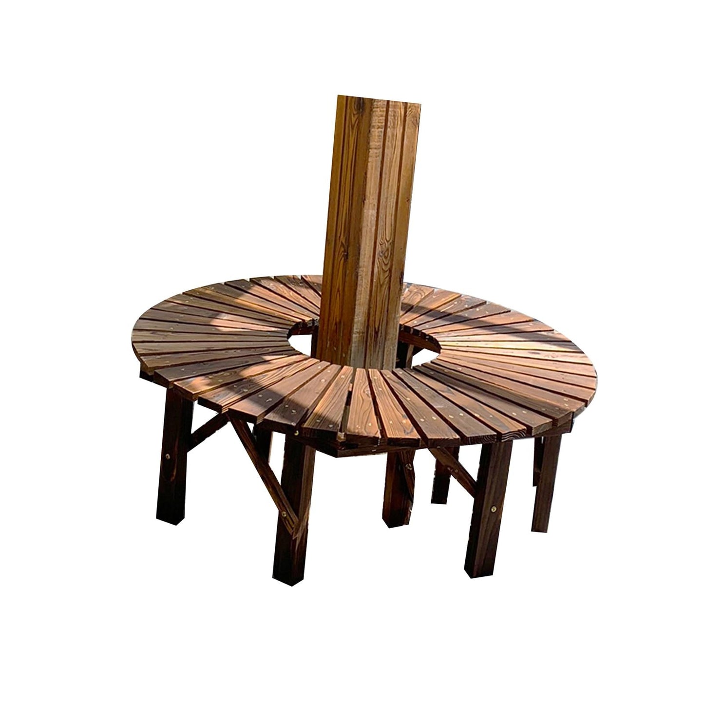 Curved Wooden Garden Bench Set - Semi-Circular Fan-Shaped Outdoor Seating for Patio, Yard & Lawn - Stylish and Comfortable Benches Included
