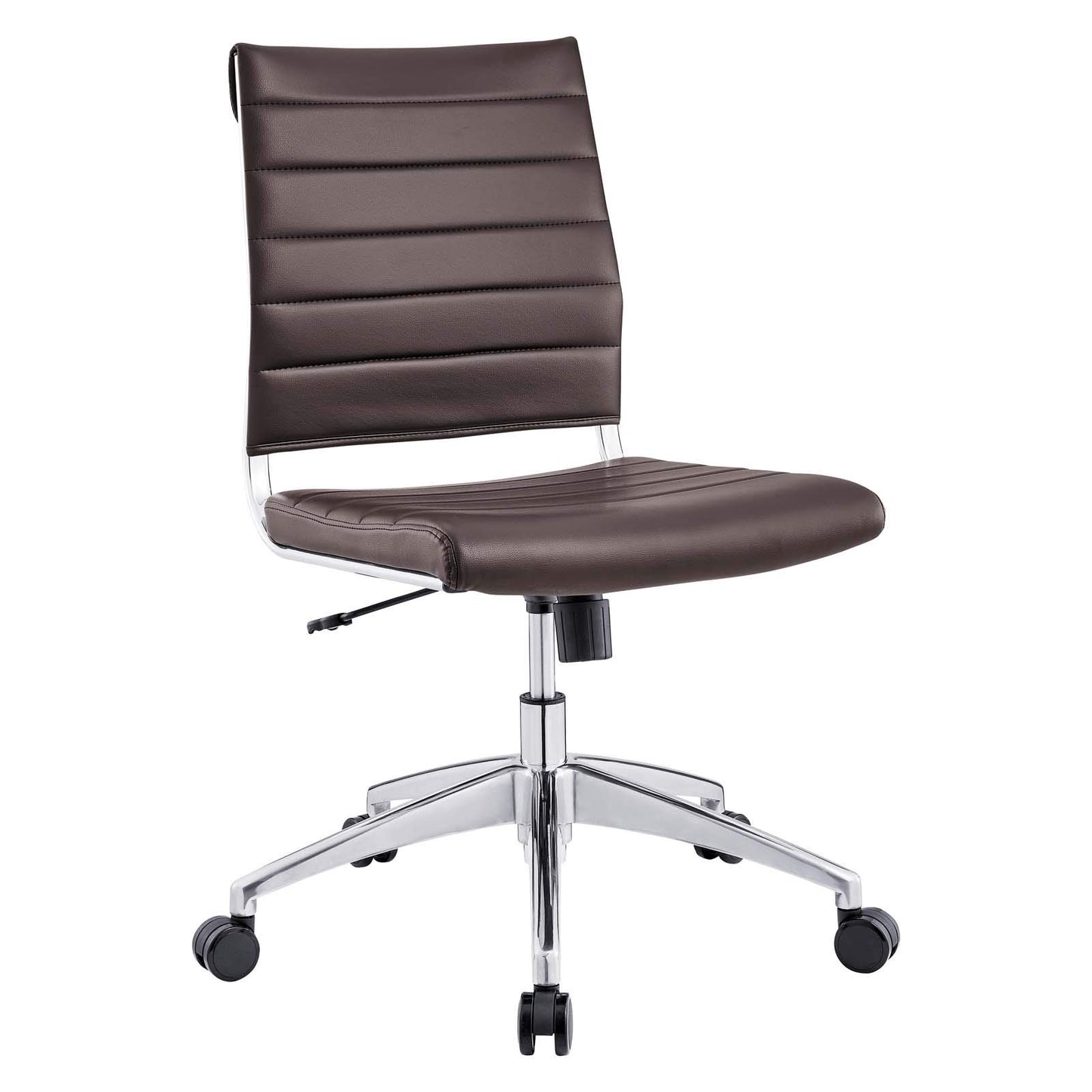 Modway Jive Ribbed Armless Mid Back Swivel Conference Chair In Brown