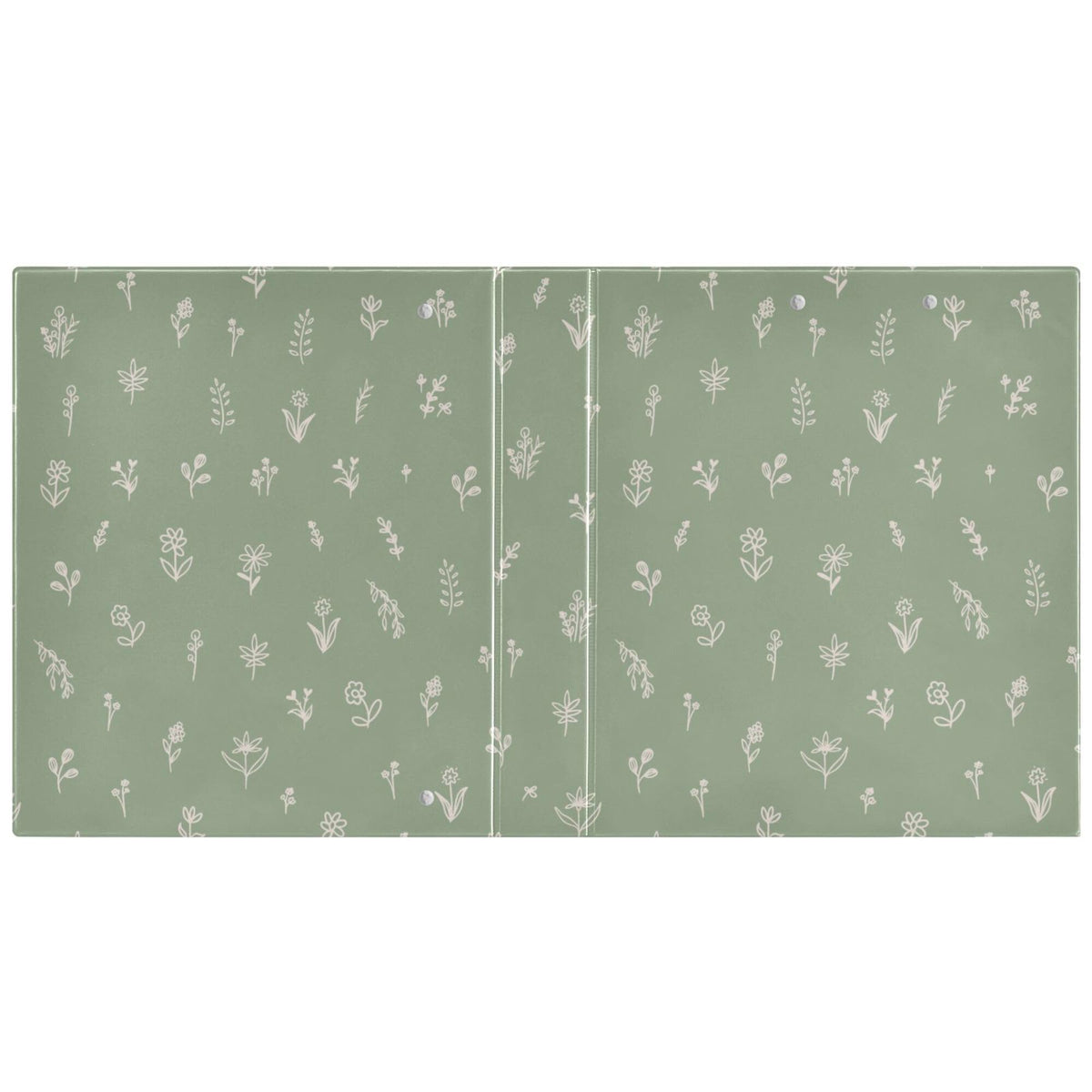 Sage Green Round Ring Binders 1.5 Inch Flowers Sunflower Daisy Leaves 3 Ring Clipboard Binder for Office School Work Supplies File Folder 200 Sheet Capacity Easy Open