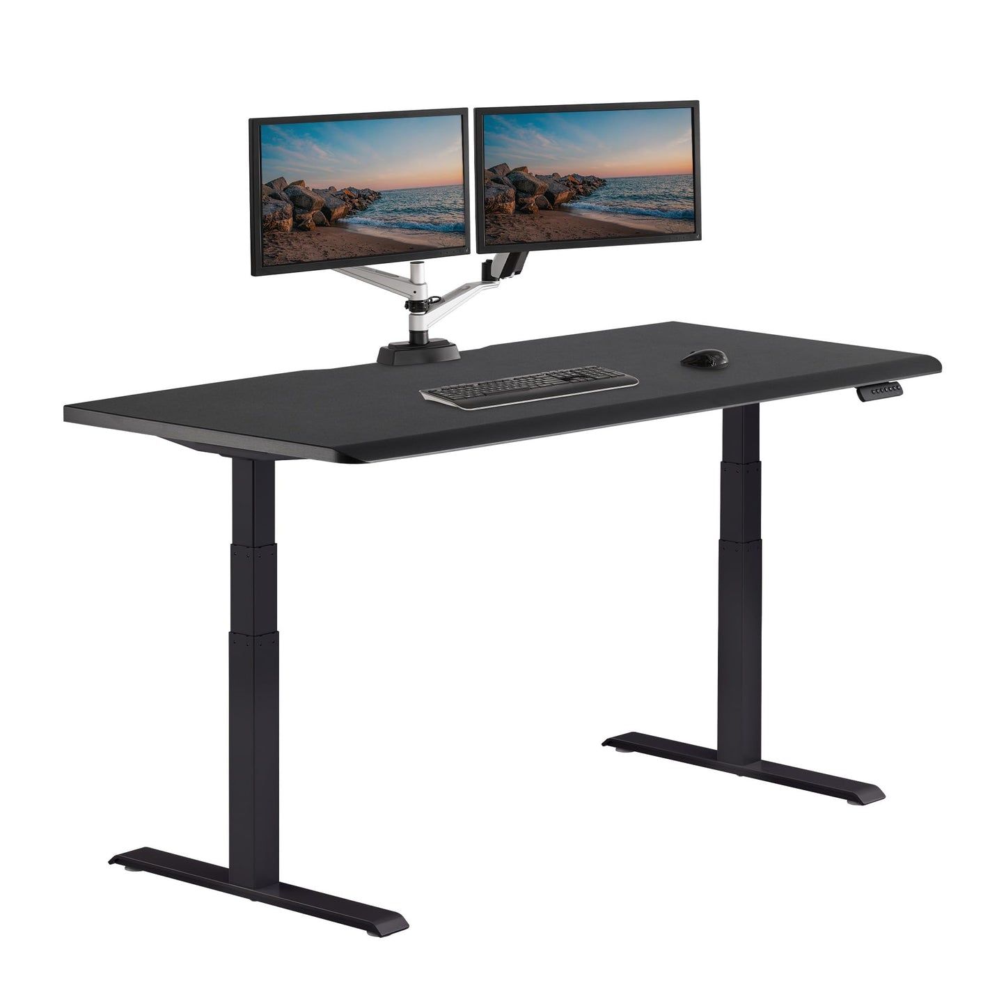 Vari ComfortEdge 72x30 Inch Adjustable Electric Standing Desk – Sit Stand VariDesk with Memory Presets, Sloped Edge, 180 LB Capacity + Tool-Free Assembly (Black/Black)