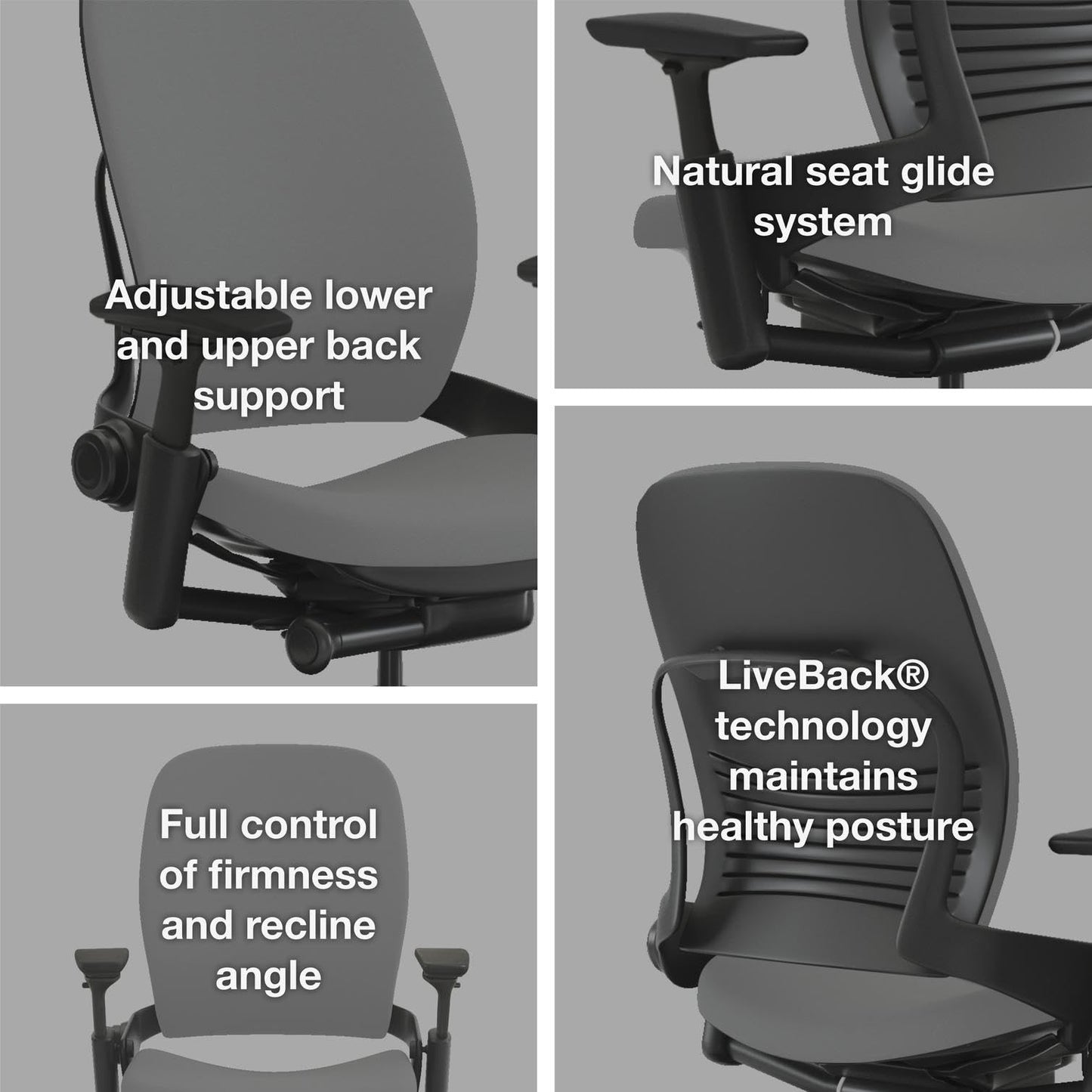 Steelcase Leap Upholstered Hard Casters - Blue Nickel