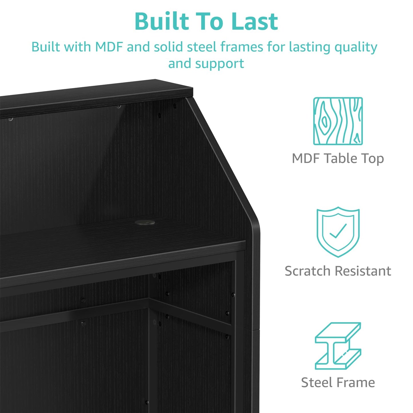 IGERI Small Black Reception Desk with Counter for Salon 31.5 Inch Front Modern Standing Receptionist Room Tables Checkout Counter for Office