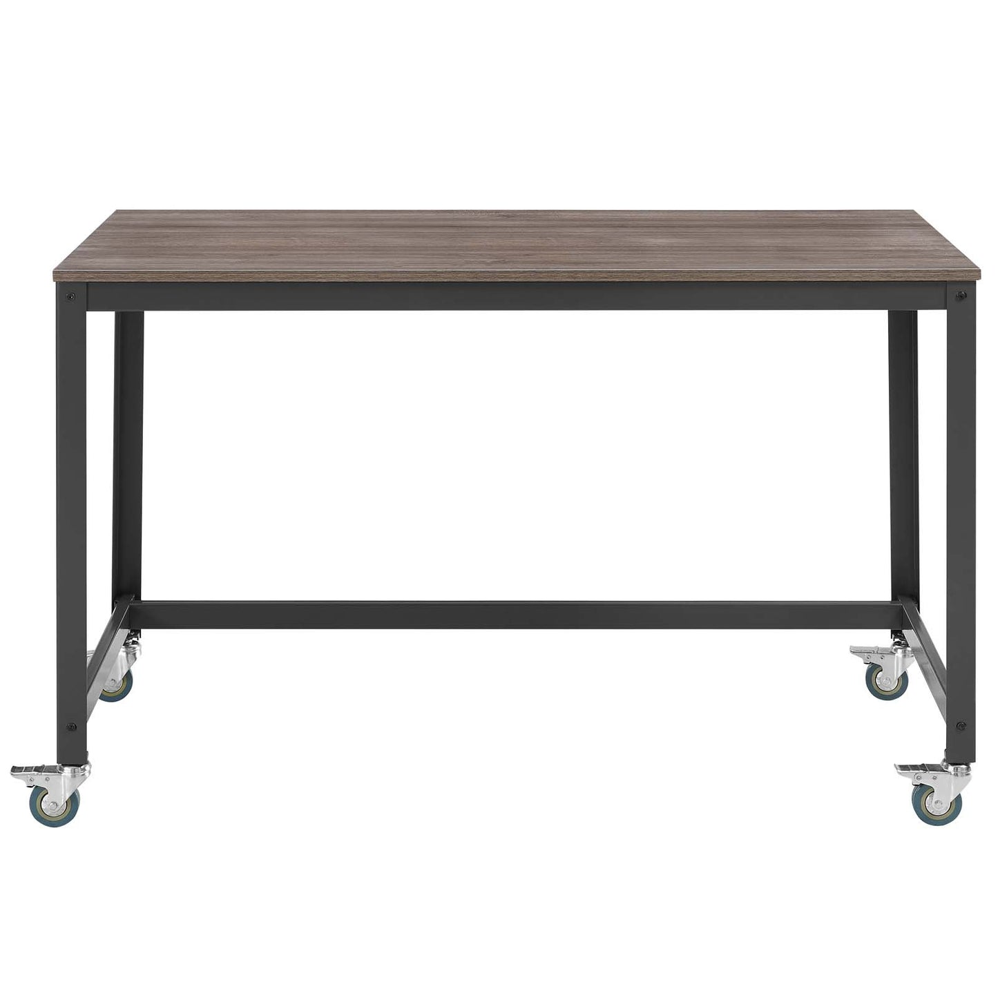 Modway Vivify Industrial Modern Computer Office Desk With Locking Casters