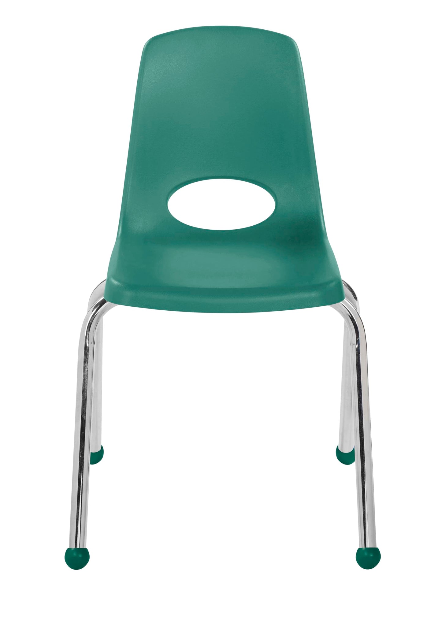 FDP 16" School Stack Chair, Stacking Student Seat with Chromed Steel Legs and Ball Glides for in-Home Learning or Classroom - Green (4-Pack), 10382-GN