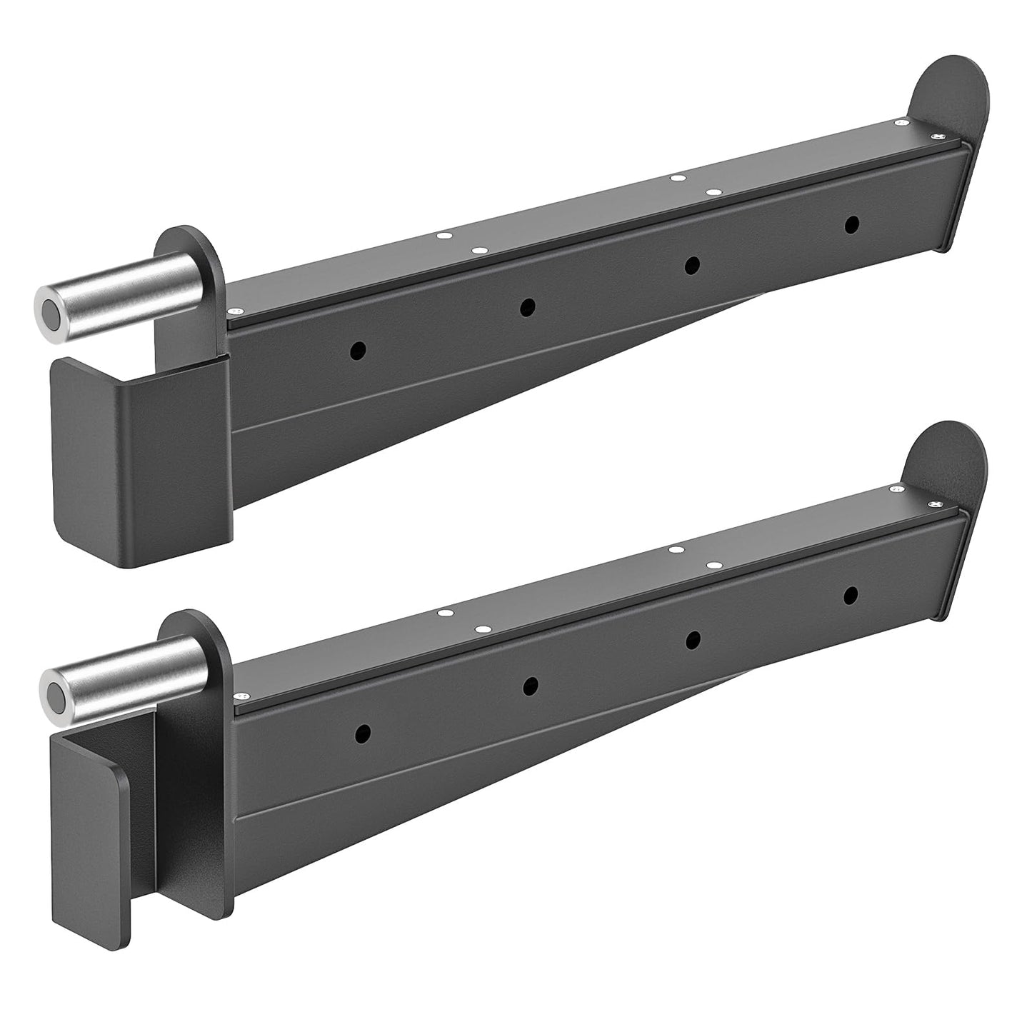 Kipika Safety Spotter Arms for 2" x 2" Power Racks with 5/8" or 1" Holes - Heavy Duty Barbell Safety Catches with Rubber Pad - Adjustable and Easy to Install - Set of 2