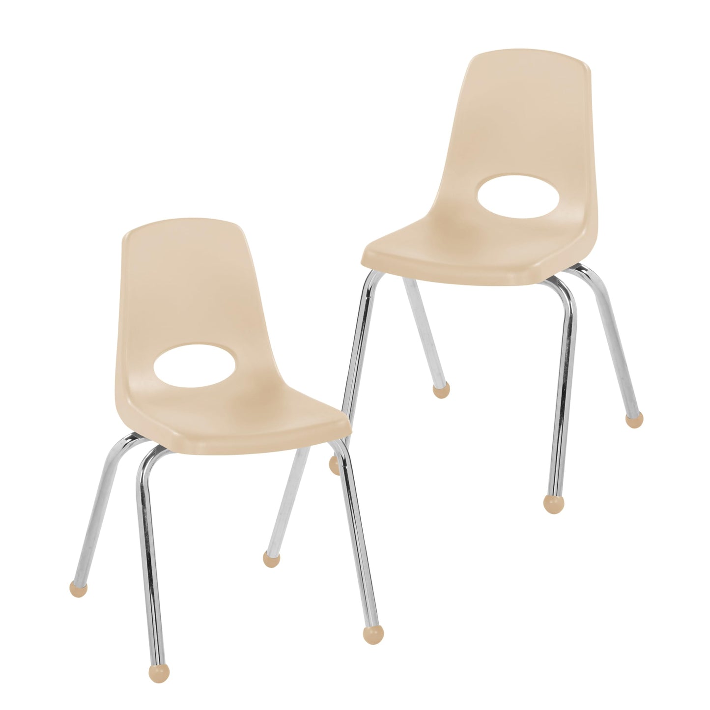 FDP 16" School Stack Chair, Stacking Student Seat with Chromed Steel Legs and Ball Glides for Classroom, Homeschool or Office - Sand (2-Pack), 15413-SD