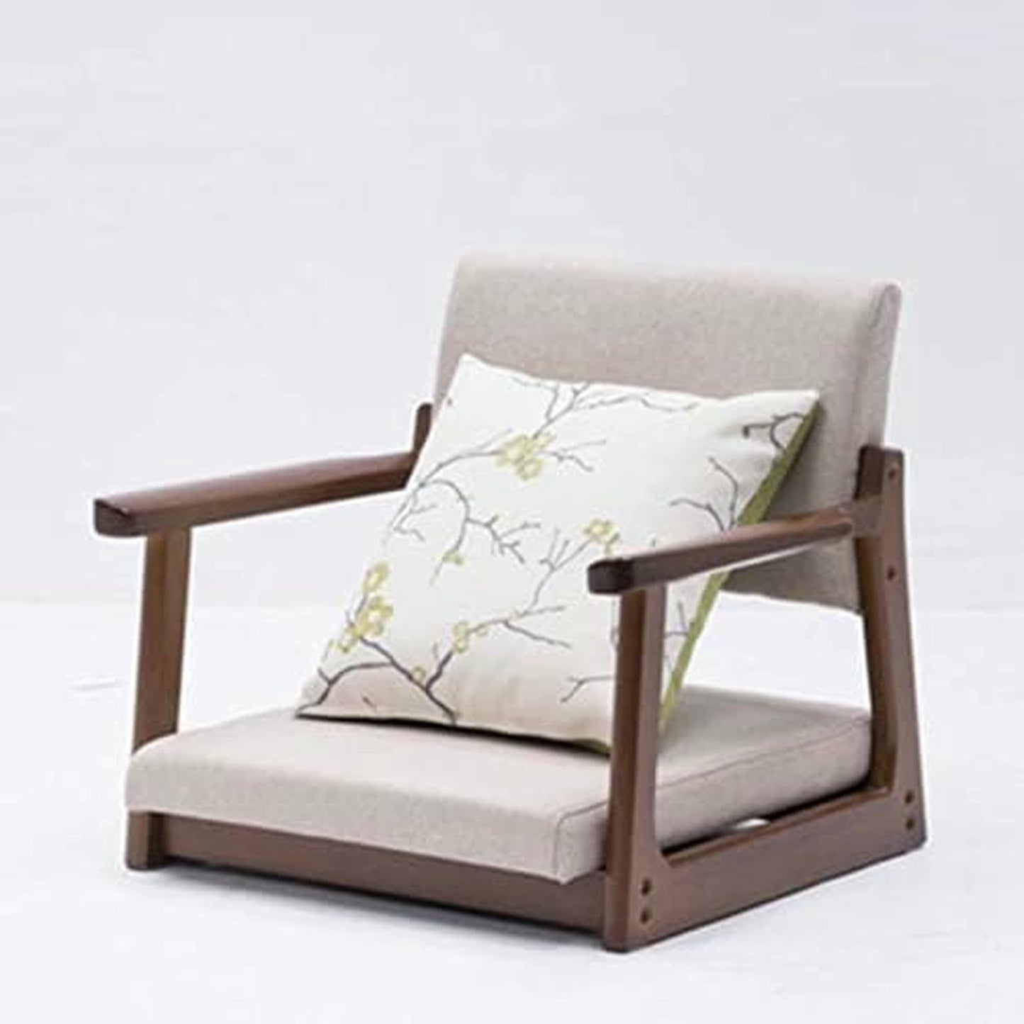MNJVCFDS Floor Chair Japanese Floor Chair Legless Bay Window Backrest Lazy Chair with Armrests, Portable Japanese Tatami Chair, Meditation Floor Solid Wood Seating Chairs