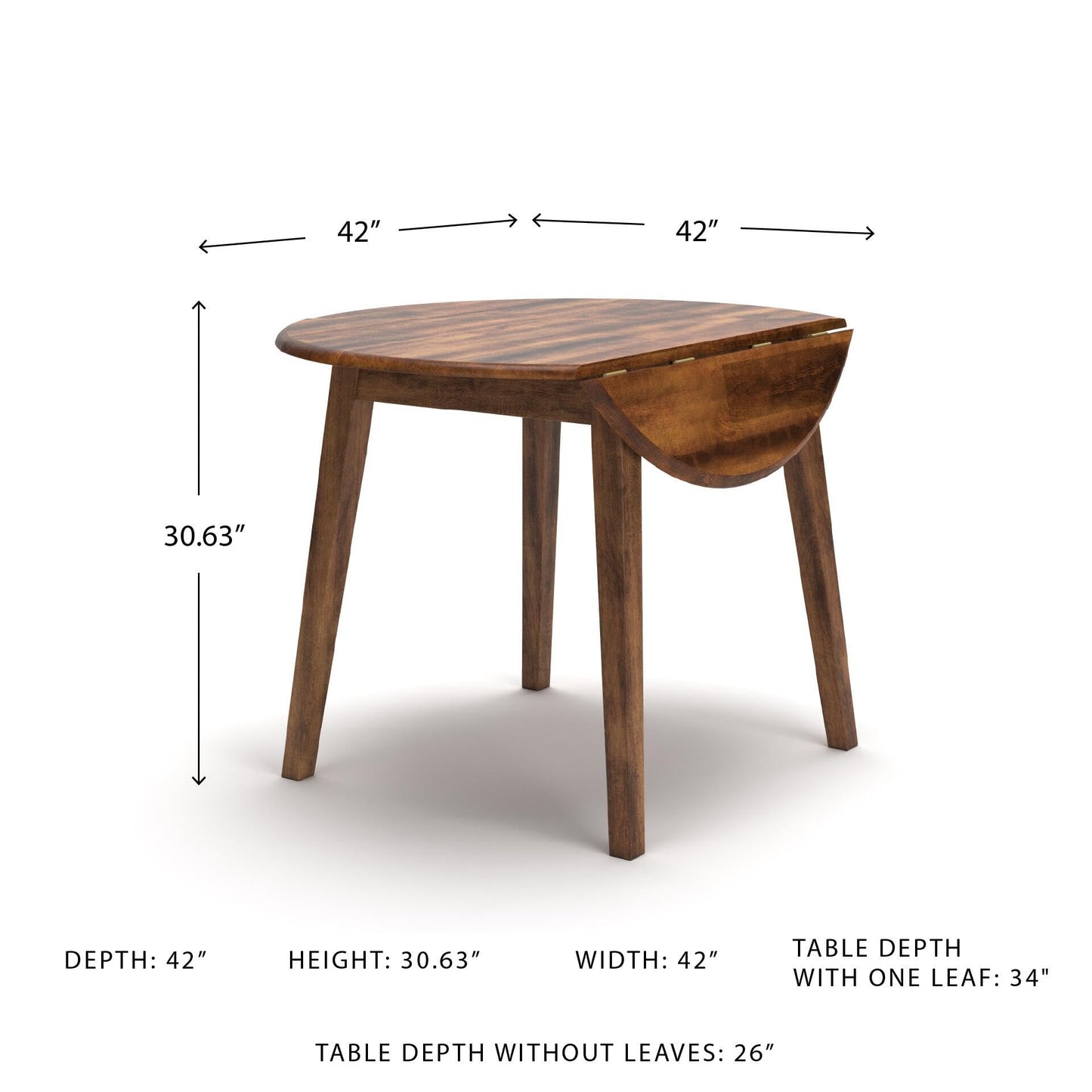 Signature Design by Ashley Berringer Dining Room Round Drop Leaf Table, Rustic Design, Seats 4, Hinged Extension Leaves, Small Space Solution, 42" W x 42" D x 30.63" H, Rustic Brown