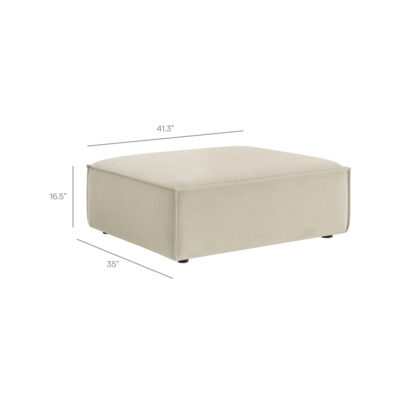 Modway Restore Performance Fabric Upholstered 4-Piece Modular Sofa Set with Ottoman in Ecru - Low Profile Sectional Sofa with Coil Seat Support and French Piping