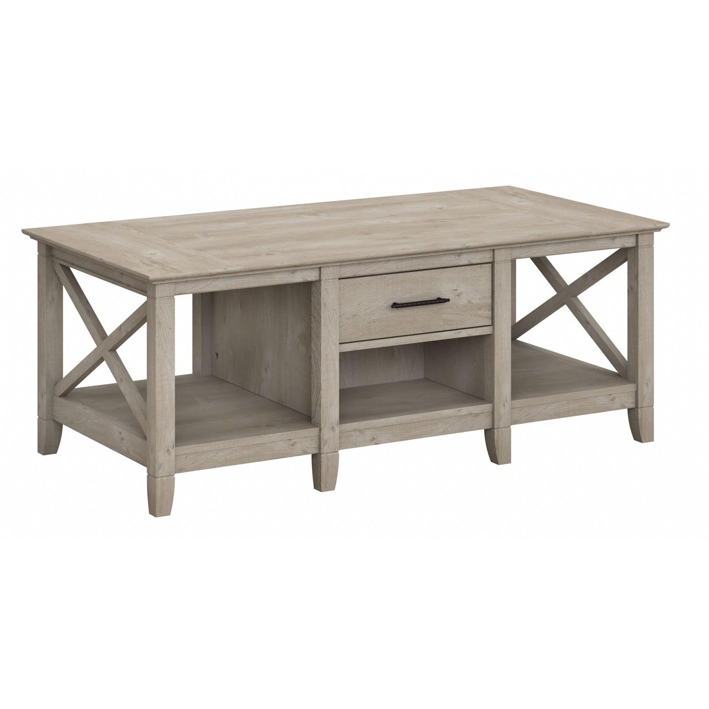 Bush Home Key West Coffee Table with Storage in Washed Gray