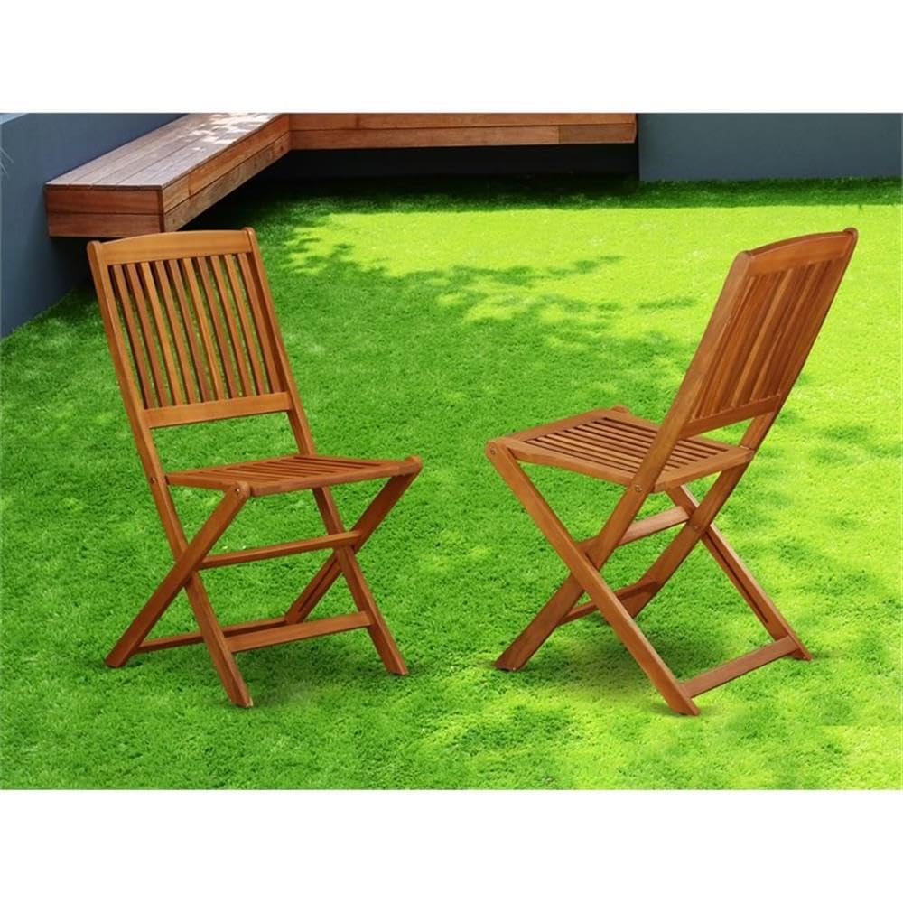 East West Furniture BCMCWNA Cameron Foldable Patio Dining Chairs - Acacia Wood, Set of 2, Natural Oil