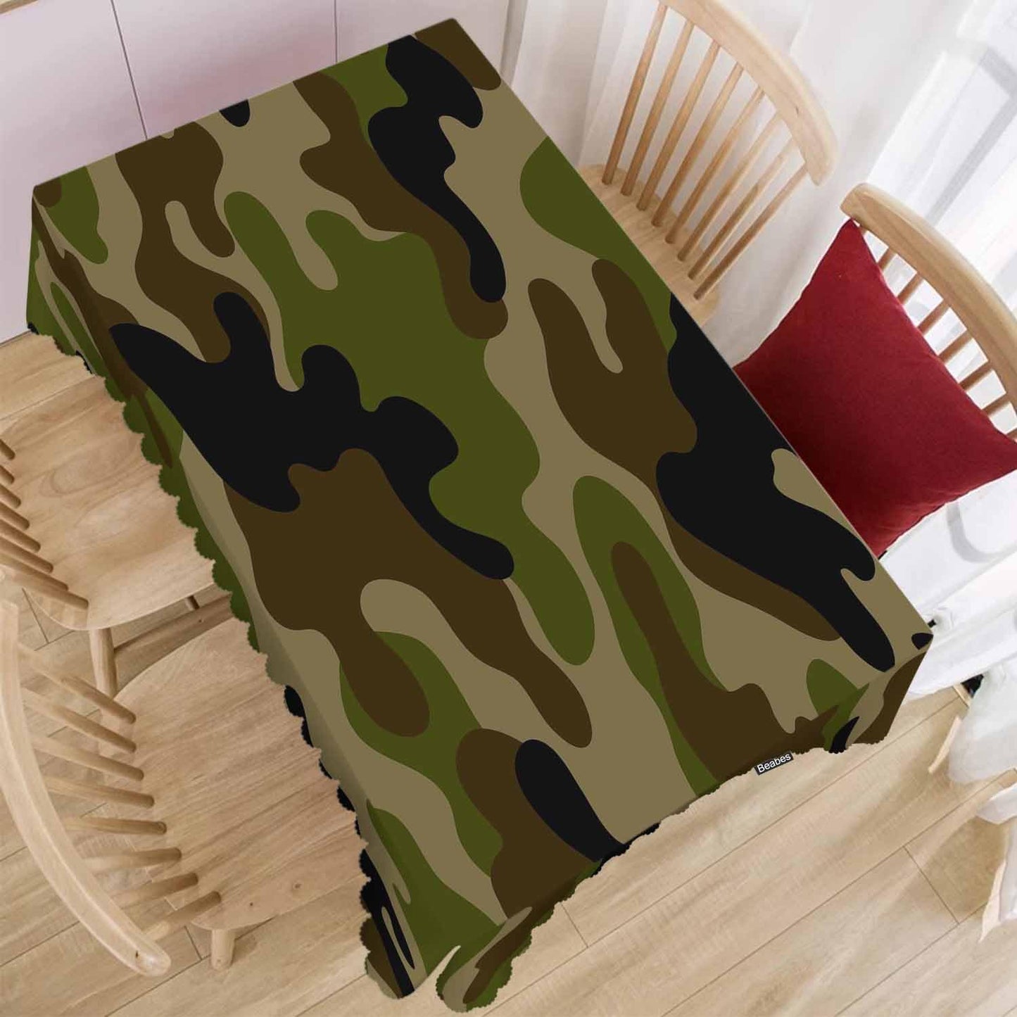 Beabes Rectangle Tablecloth Camouflage, Military Camouflage Green Stain-Resistant Table Cloth Coffee Table Cover 52x70 Inch Tablecloths for Home Canteen Dining Kitchen Outdoor