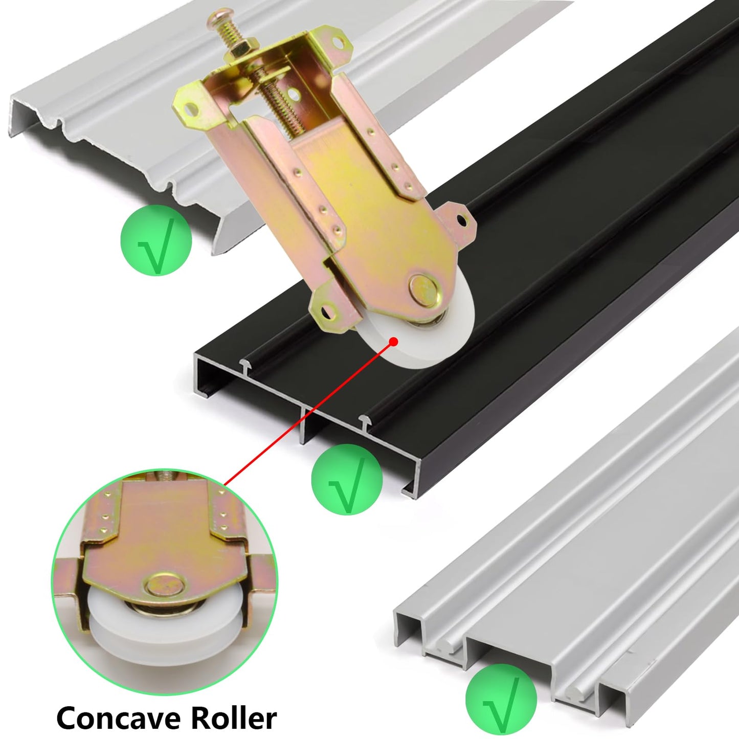 Sliding Mirror Closet Door Rollers Replacement Hardware Fits Contractors Part #W8020C Wardrobe Doors Wheels, 2-1/2" Vertical H.C., 1-1/2" Nylon Concaved Ball Bearing Wheel, 2 Pack