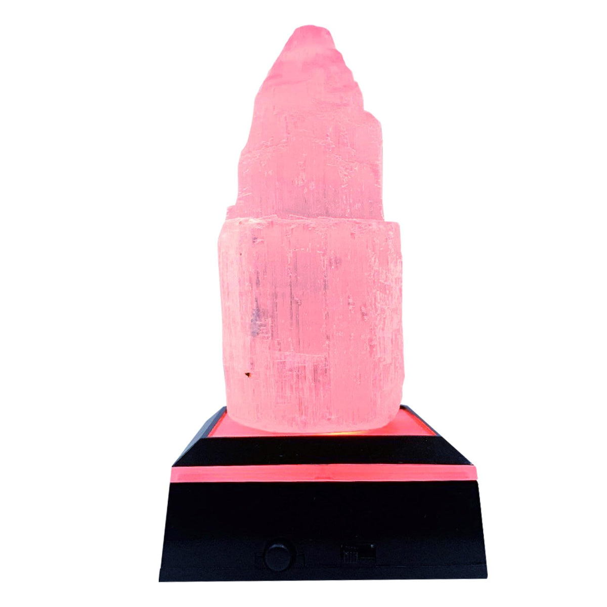 ASENTE 4 Inch Selenite Crystal Tower w/Light Stand - Lighted Base for Positive Energy Crystal Display - Calming Energy & Vibes