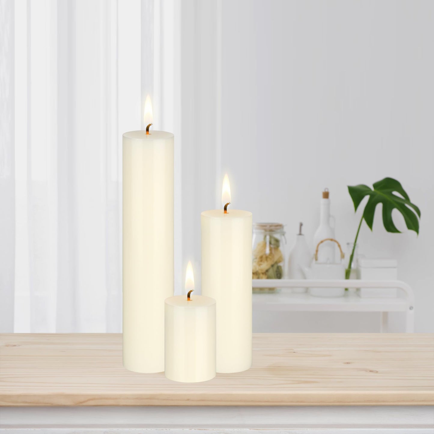 Mega Candles 3 pcs Unscented Solid Ivory Pillar Candles, Hand Poured Premium Wax Candle 2 Inch x 6 Inch, Home Décor, Spas, Weddings, Occasions, Party, Centerpieces, Holidays, Vigils, Prayers