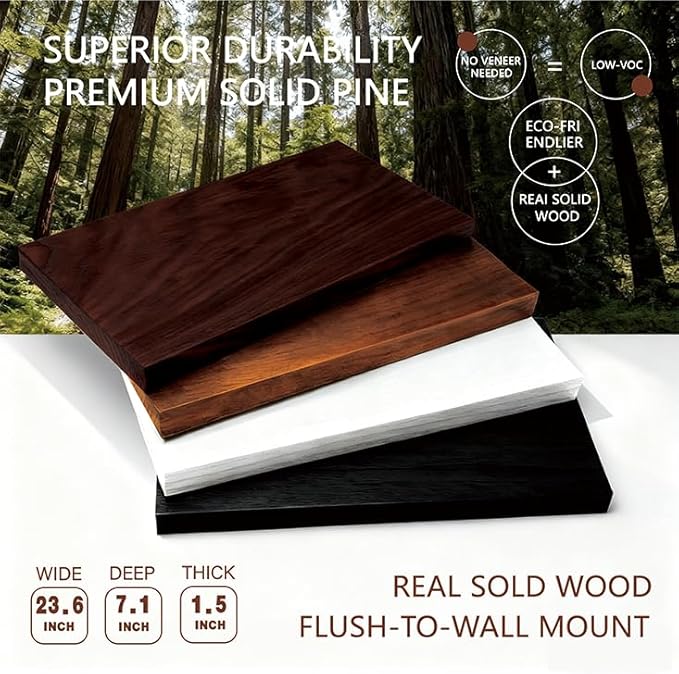 Solid Wood Floating Shelves, 23.6in Finished Real Wood Wall Shelves