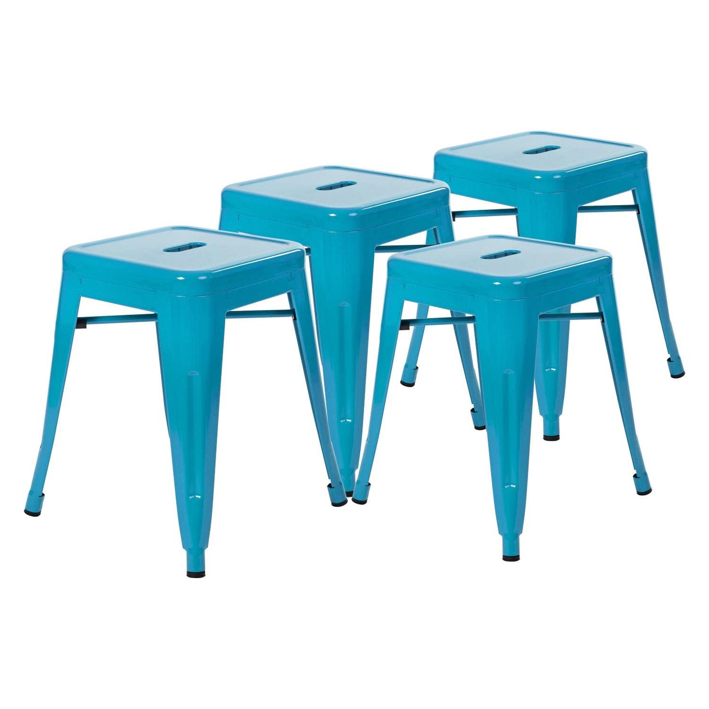 Flash Furniture Metal Dining Table Height Stool - Backless Teal Kai Commercial Grade Stool - 18 Inch Stackable Dining Chair - Set of 4