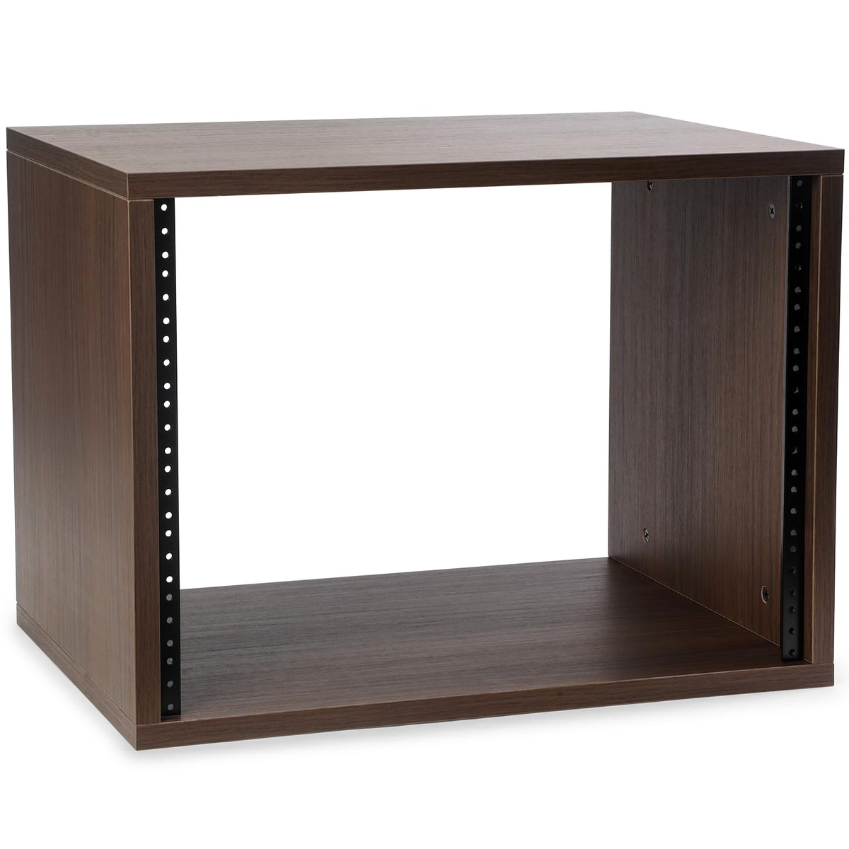 AcouZen Wooden Desktop Studio Rack, 19-Inch Rack-Mount Compatible, 373mm Usable Depth, Threaded Rails, Natural or Walnut, 2U-8U (Walnut Woodgrain, 8U)