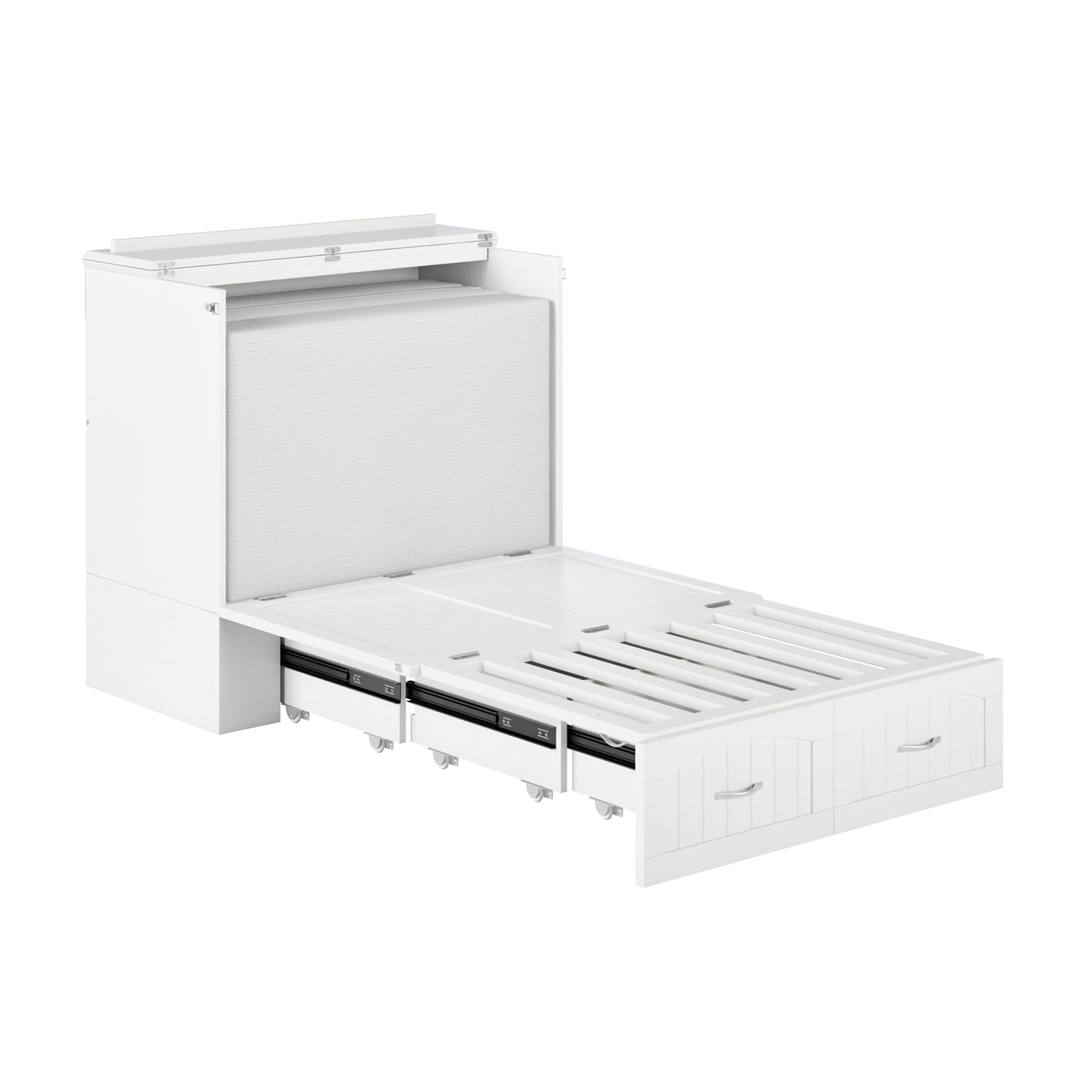AFI, Southampton Murphy Bed Chest Twin XL with 6" Mattress, Storage Drawer & Built-in USB Charger, White
