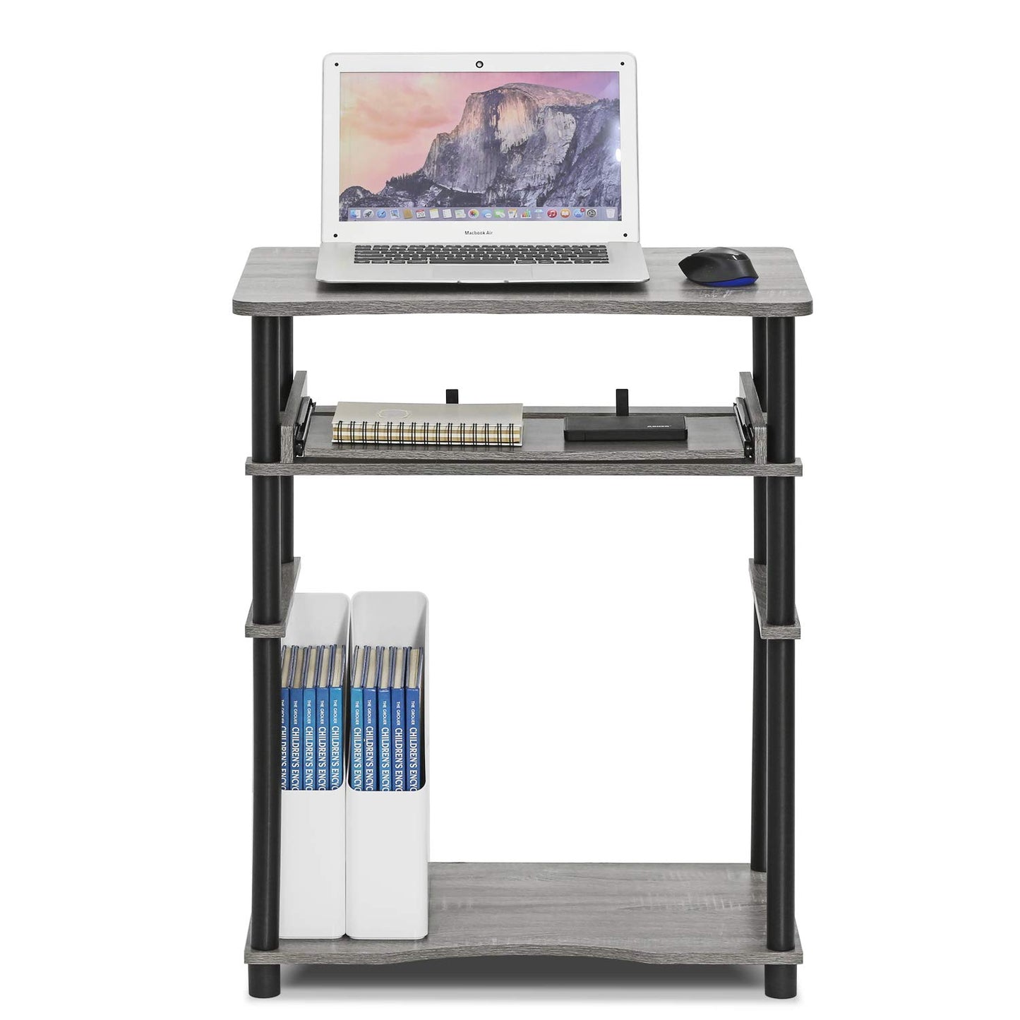 Furinno 10016GYW/BK Home Laptop Notebook Computer Desk, French Oak Grey/Black