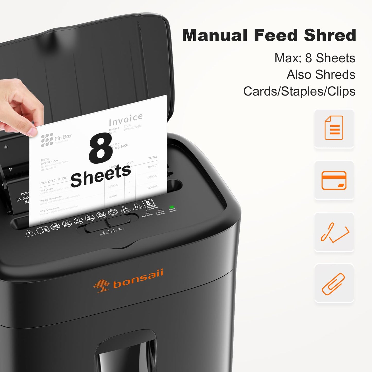 Bonsaii 100 Sheets Auto Feed Paper Shredder, Up to 30 Minutes Shredders for Home Office Use, Micro-Cut Heavy Duty Shredder / 4.2 Gallons/Security Level P-4 (C231-D)