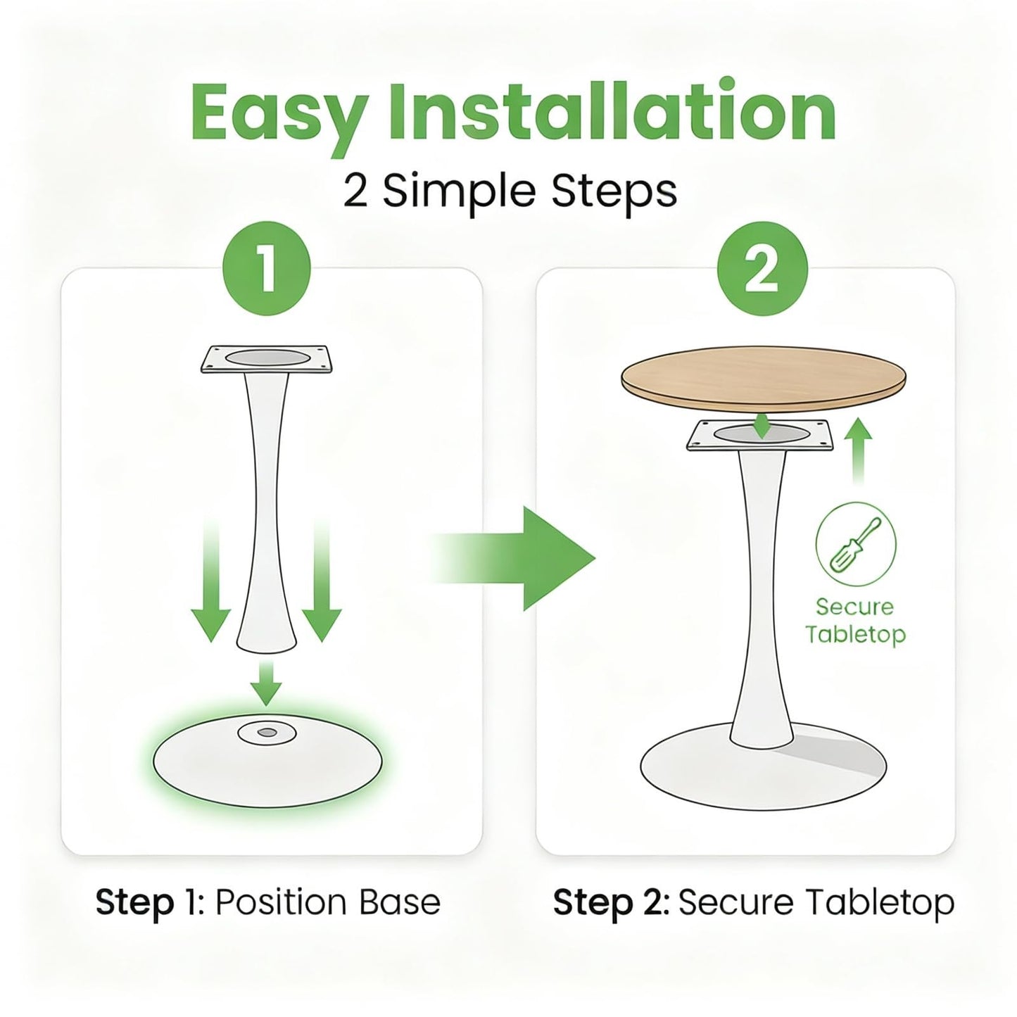 23.62" Small Round Dining Table for 2 – Durable & Well-Made Tulip Table with Sturdy Metal Frame, Compact 2-Seater Kitchen or Dining Room Table for Small Spaces, Apartments, Café, Restaurant, Office