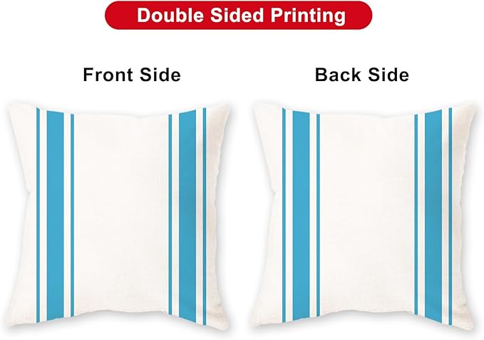 ONWAY Outdoor Pillow Covers Waterproof 16x16 Set of 2 Decorative Linen Throw