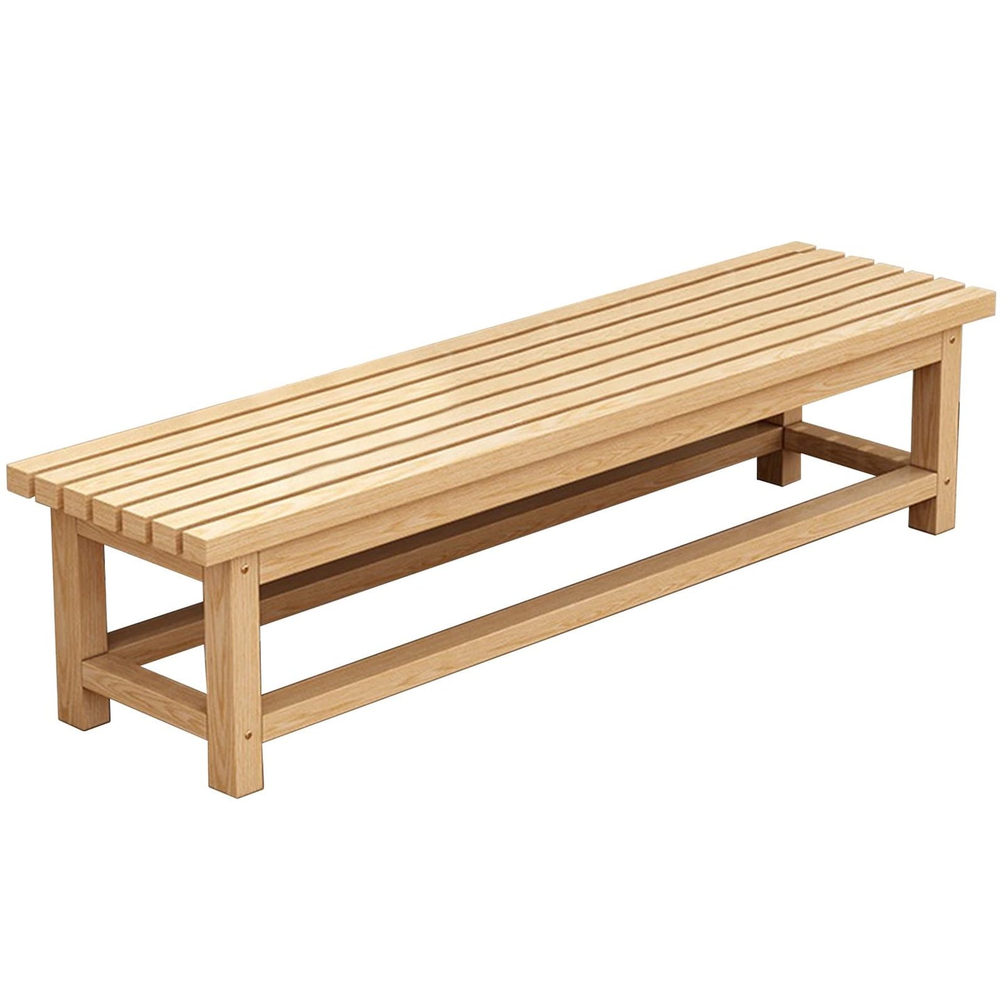 Backless Wooden Patio Bench for 2, Slatted Design Garden Seat, Versatile Indoor/Outdoor Furniture for Balcony, Porch, Lawn & Backyard (90x40x40cm),90x40x40cm