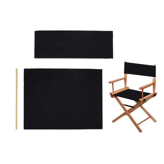 Director Chair Replacement Canvas Fabric Seat Cover Foldable Director’s Chair Cover Kit Black | 21.2" L x 16.1" W x 0.39" H (B: Black 21.25''L*16.14''W)