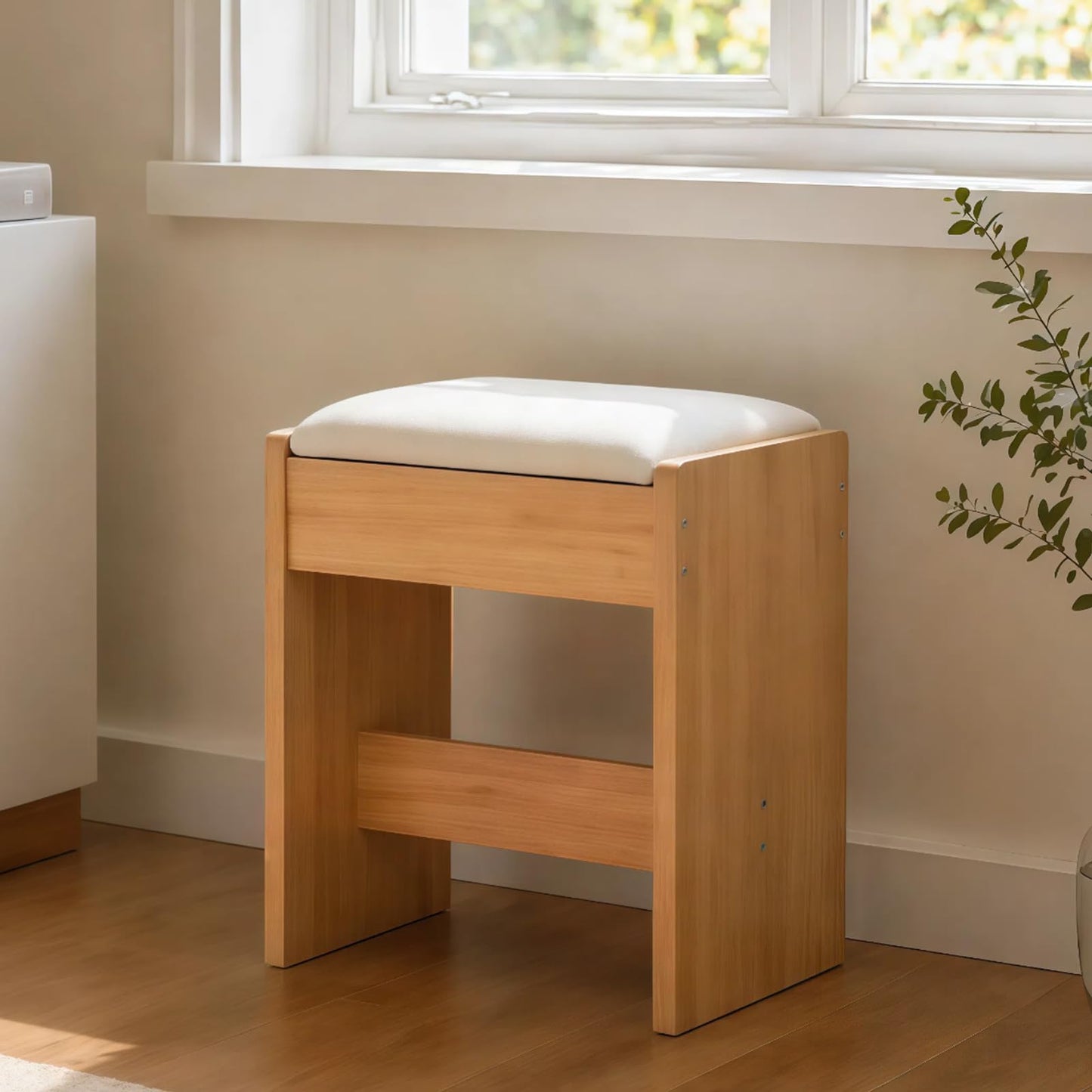 Pamapic Vanity Desk Chair, Modern Dressing Table Stool, Wooden Chair