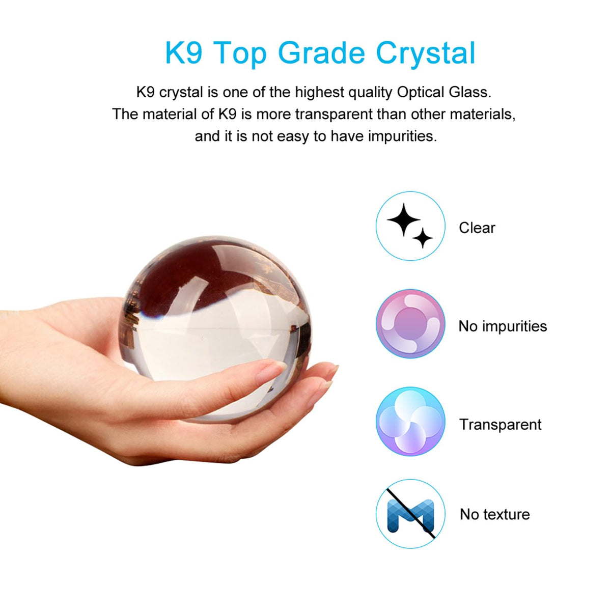 MerryNine K9 Crystal Ball with Stand for Photography Crystal Sphere Lens Crystal Ball(80mm/3.14" with 35mm Stand)