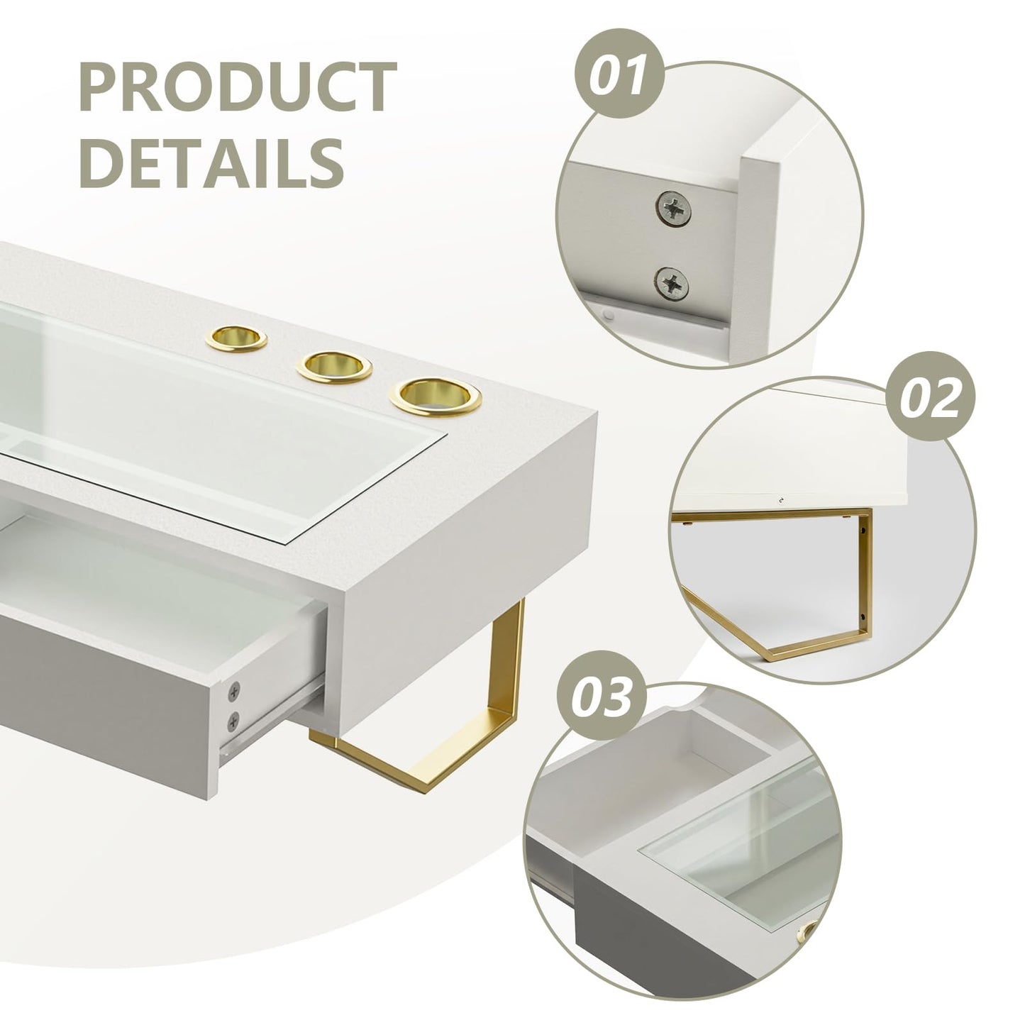 MIUJOTI Floating Vanity Makeup Table, 31 inch Wall Mounted Desk for Bedroom Dressing Room, Vanity Shelf with Drawer, White
