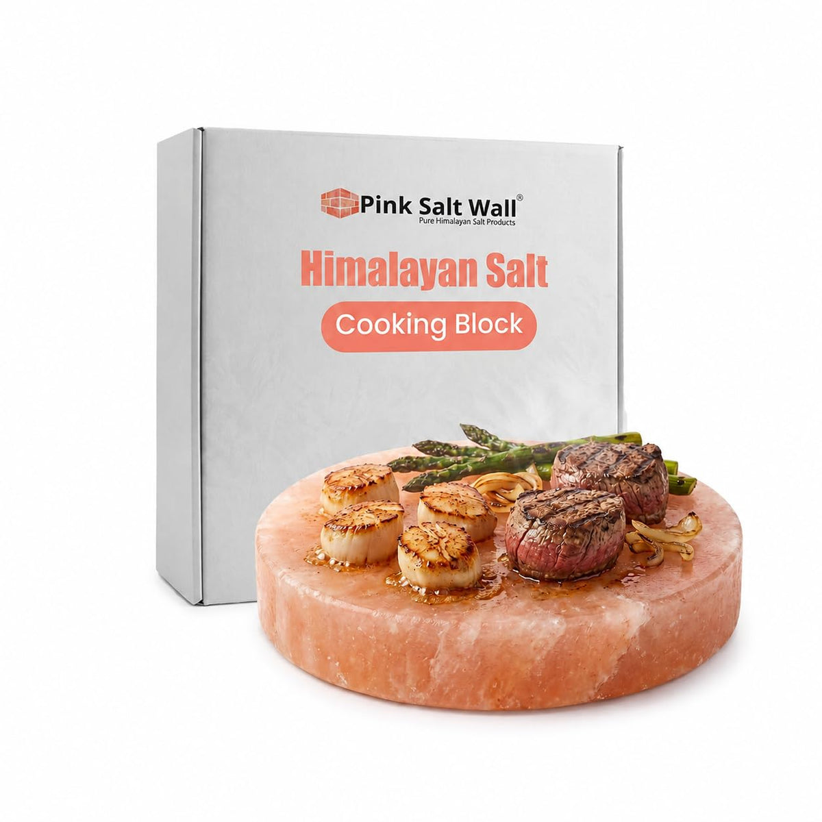 Himalayan Pink Salt Cooking Block, 8 inch Round, 1 inch Thick, 3.3 lbs, for Grilling and Serving