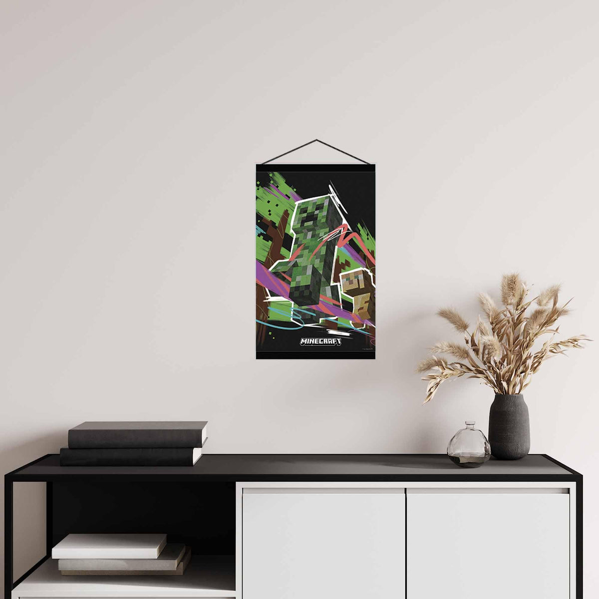 Open Road Brands Minecraft Creeper Hanging Canvas Banner - Fun Minecraft Wall Decor for Bedroom or Game Room