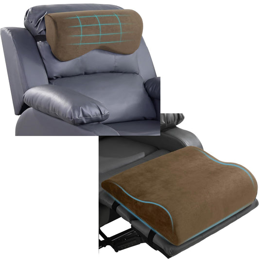 HOMBYS Extra Large Recliner Wave-Shaped Leg Pillow & Ergonomic Cervical Neck Pillow, Foam Cushions for Recliner, Sofa, Bed, Office Chair & Car