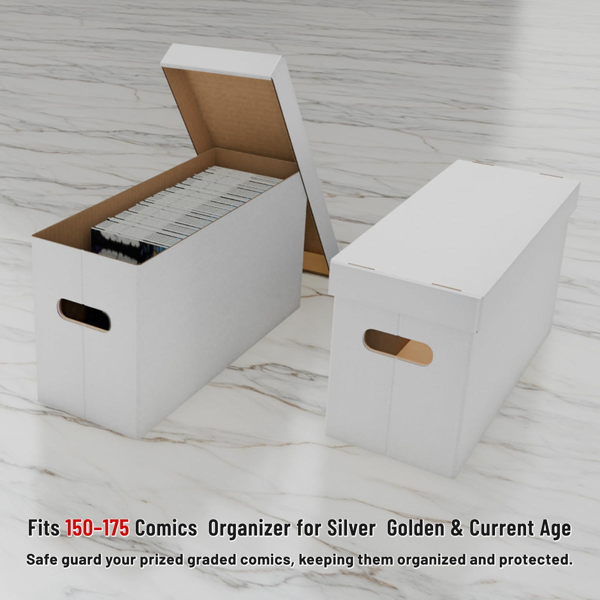 NUMINA Comic Book Boxes – 3 Pack Short Boxes | Fits 150–175 Comics | Comic Book Storage Organizer for Silver & Current Age | Durable Stackable Cardboard Box