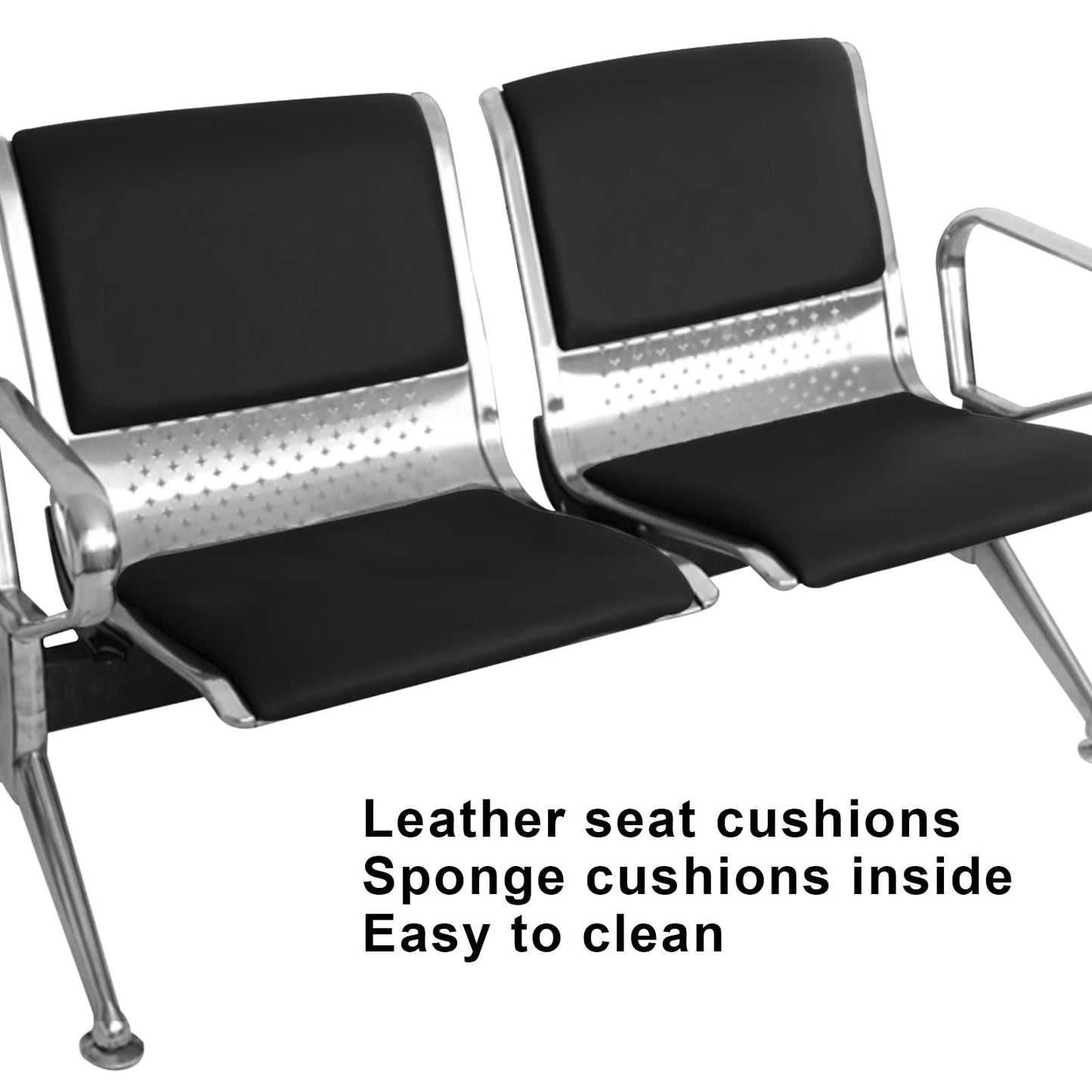 DLYZAYE Pink PU Leather Office Chair, 2-Seat Waiting Room Bench with Arms & Backrest, Comfortable Visitor Seating for Hospitals, Clinics & Public Spaces, Stylish & Durable