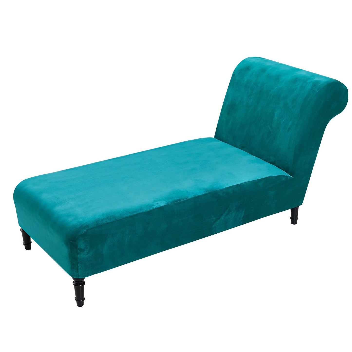 Velvet Chaise Lounge Cover Indoor Armless Chaise Slipcover Luxury High Stretch Ultra Soft Lounge Chair Covers Modern Machine Washable Chair Cover for Living Room Bedroom Furniture, Peacock Blue