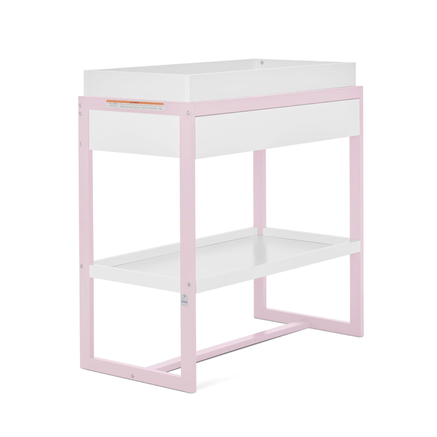 Dream On Me Arlo Changing Table in Blush Pink – Enclosed Dressing Area with Safety Strap, Solid New Zealand Pinewood, Non-Toxic Finish, Spacious Fixed Storage Shelf, Water-Resistant 1" Changing Pad