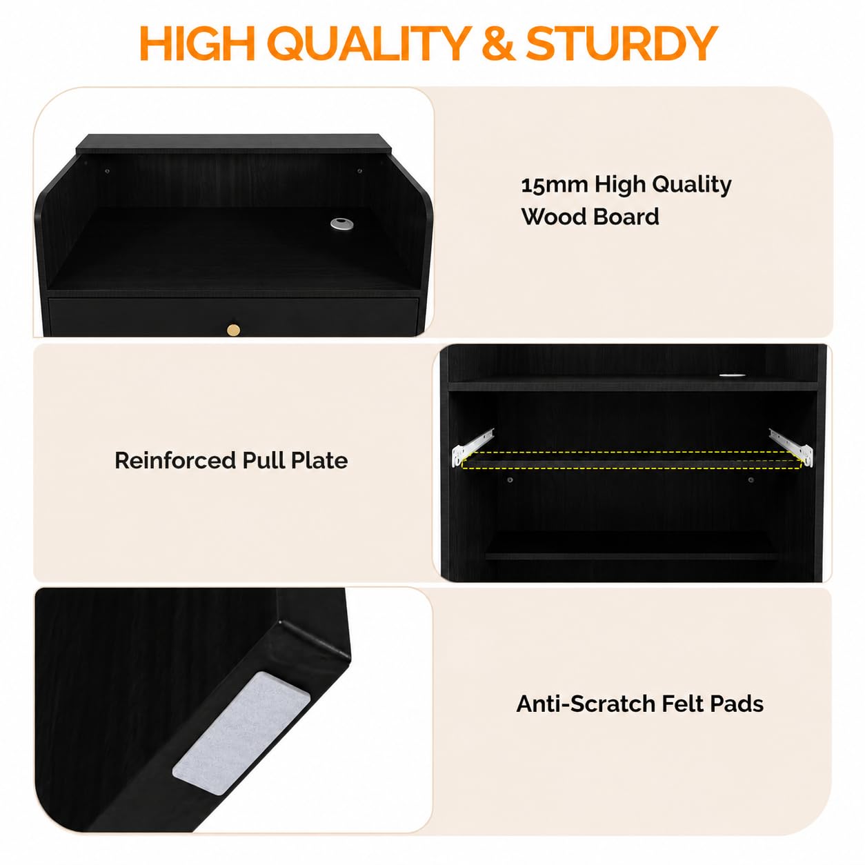 wupeiaoo Reception Desk with Counter, Modern Black Reception Desk with Drawers, Front Retail Counter for Checkout, Lobby, Beauty Salon, Home Office