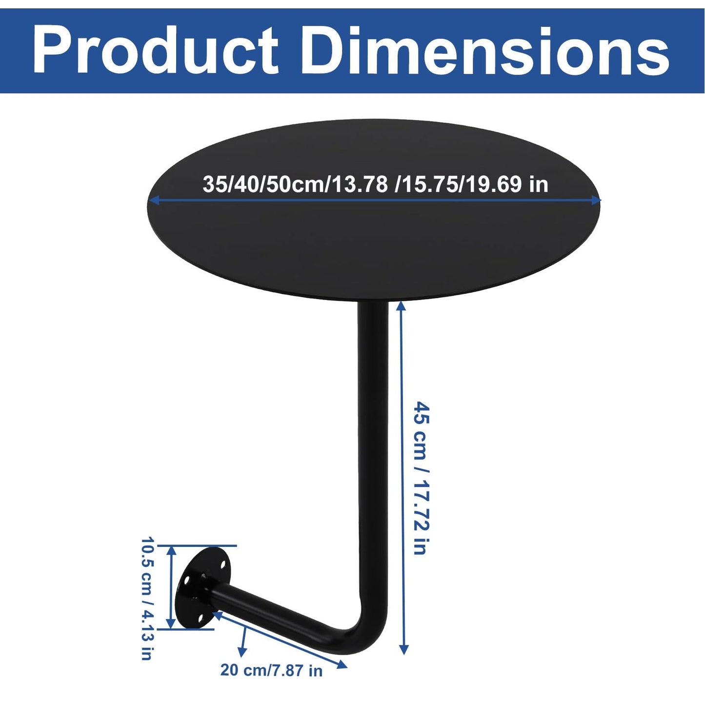 Modern Wall-Mounted Side Table for Restaurants, L-S Cocktail Table for Dining, Pub & Bistro Use, Perfect for Cafes & Bubble Tea Shops (15.7x15.7x17.7 inch)