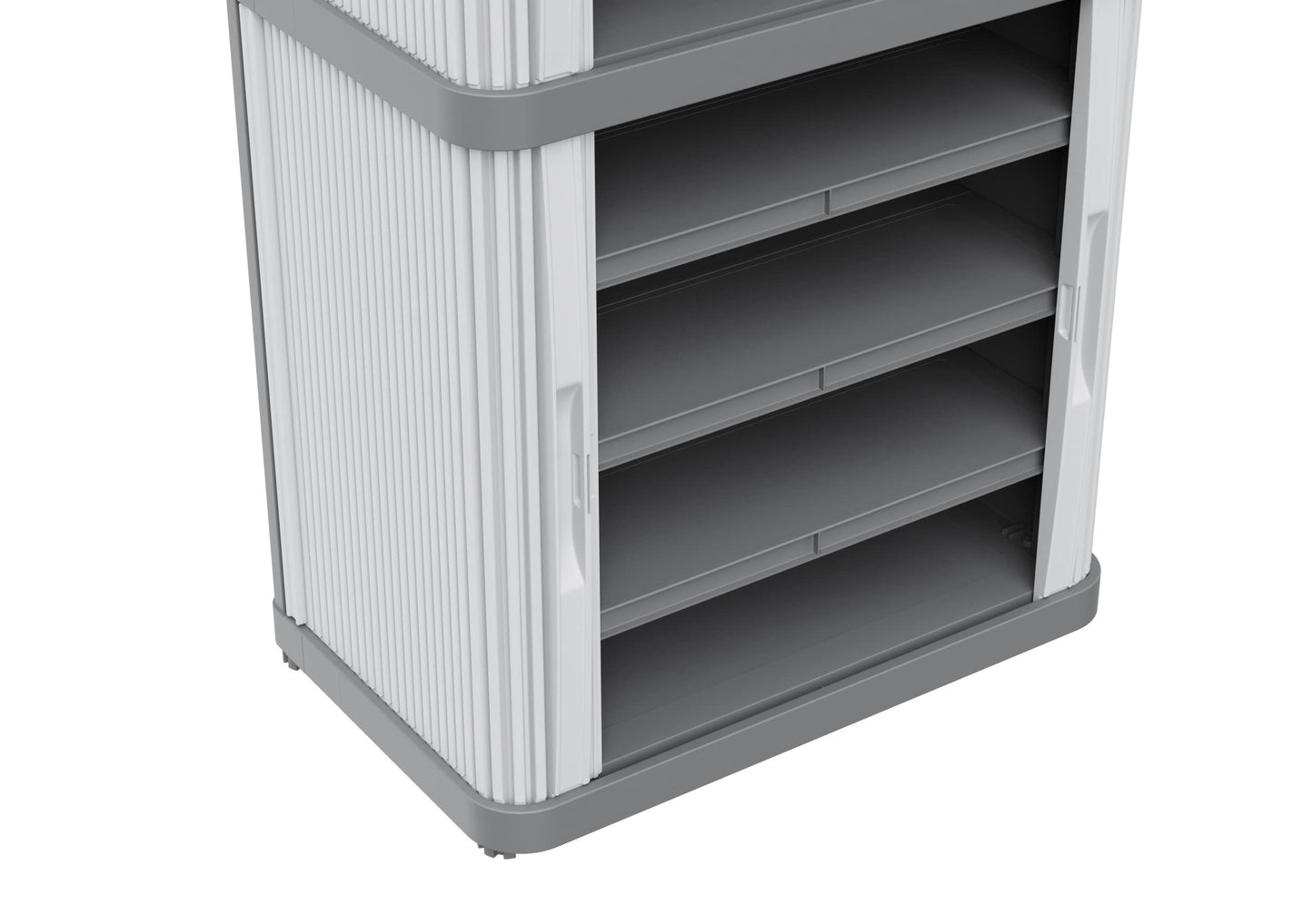 Terry, Rolling Space Cab 2, Indoor and Outdoor 2-Compartment Cabinet with Two Sliding Doors, 2 Adjustable Internal Shelves, Grey, in Recycled Plastic, Dimensions: 59x36x115 cm